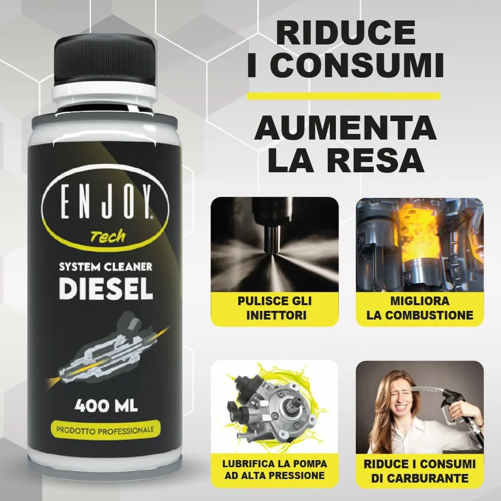 ENJOY TECH System Cleaner Diesel 400ML - Additivo Professionale Pulizia Iniettori Protezione Motore