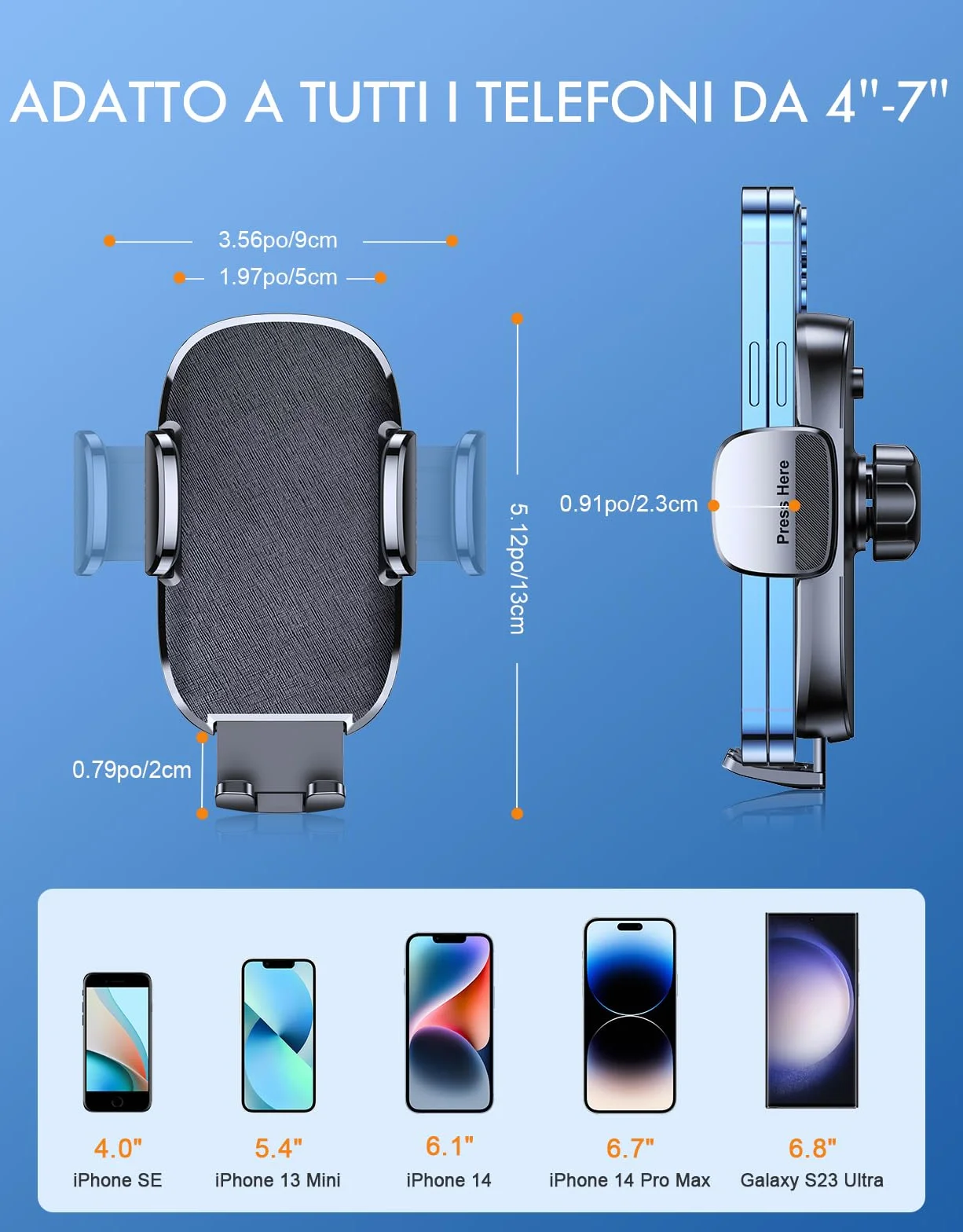 Mohard Porta Cellulare Auto, Mai Cadere Supporto Telefono Auto Cruscotto Ultra Robusto, Rilascio Rapido & 360° Ruotabile Ventosa Porta Telefono Set Interni Automobile Universale per Smartphone da 4-7"