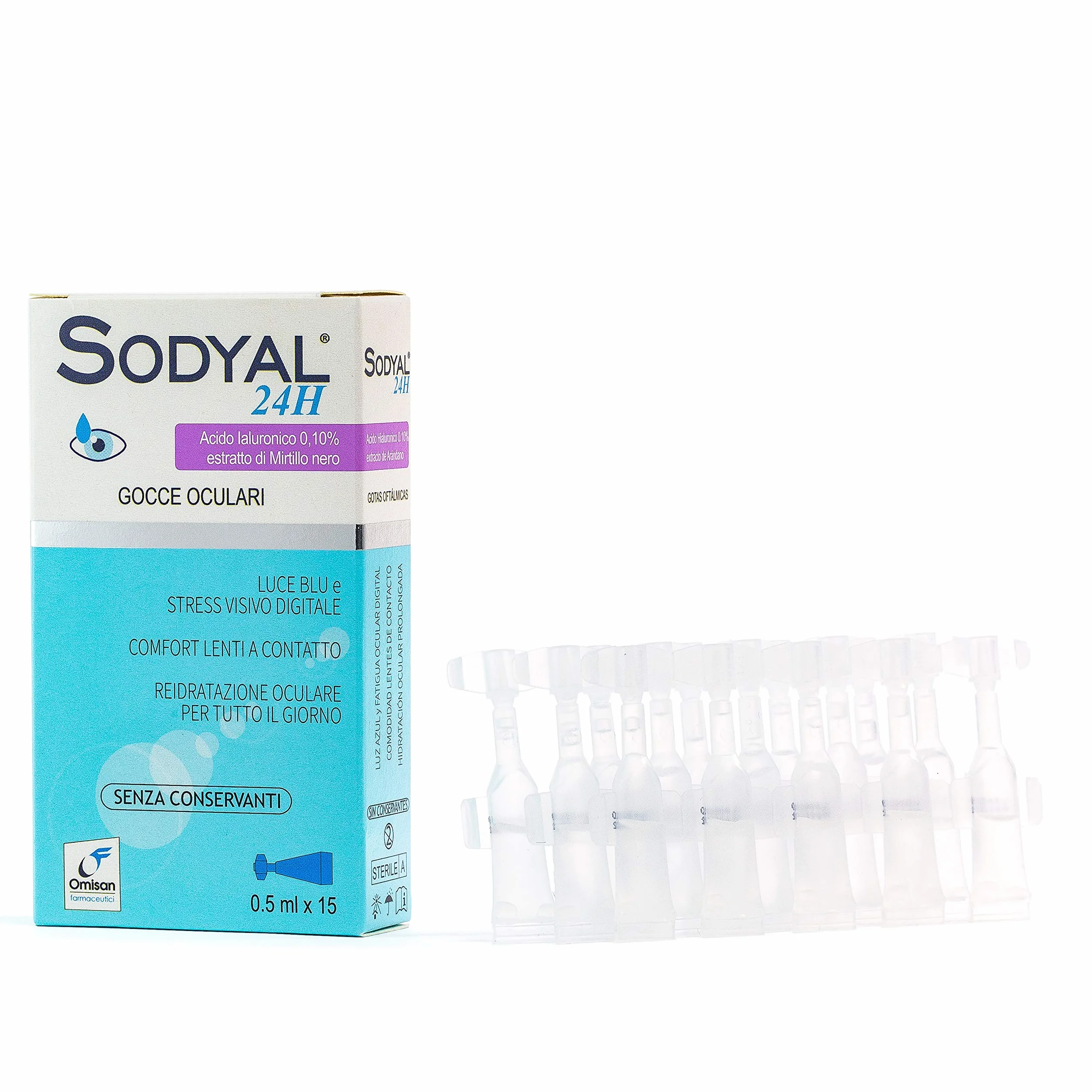 Sodyal 24H Gocce Oculari Monodose con Acido Ialuronico Senza Conservanti 15x0,5ml