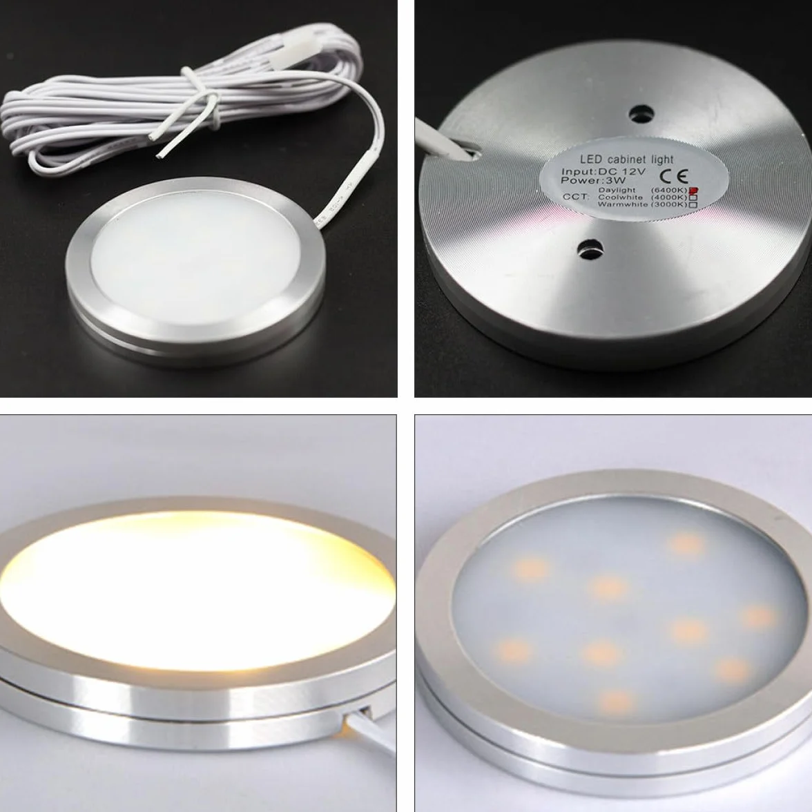 Lampada LED da Incasso 12V Rotonda 4 Pezzi per Camper Luce Soffitto Bianca Faretto LED Compatto Alluminio