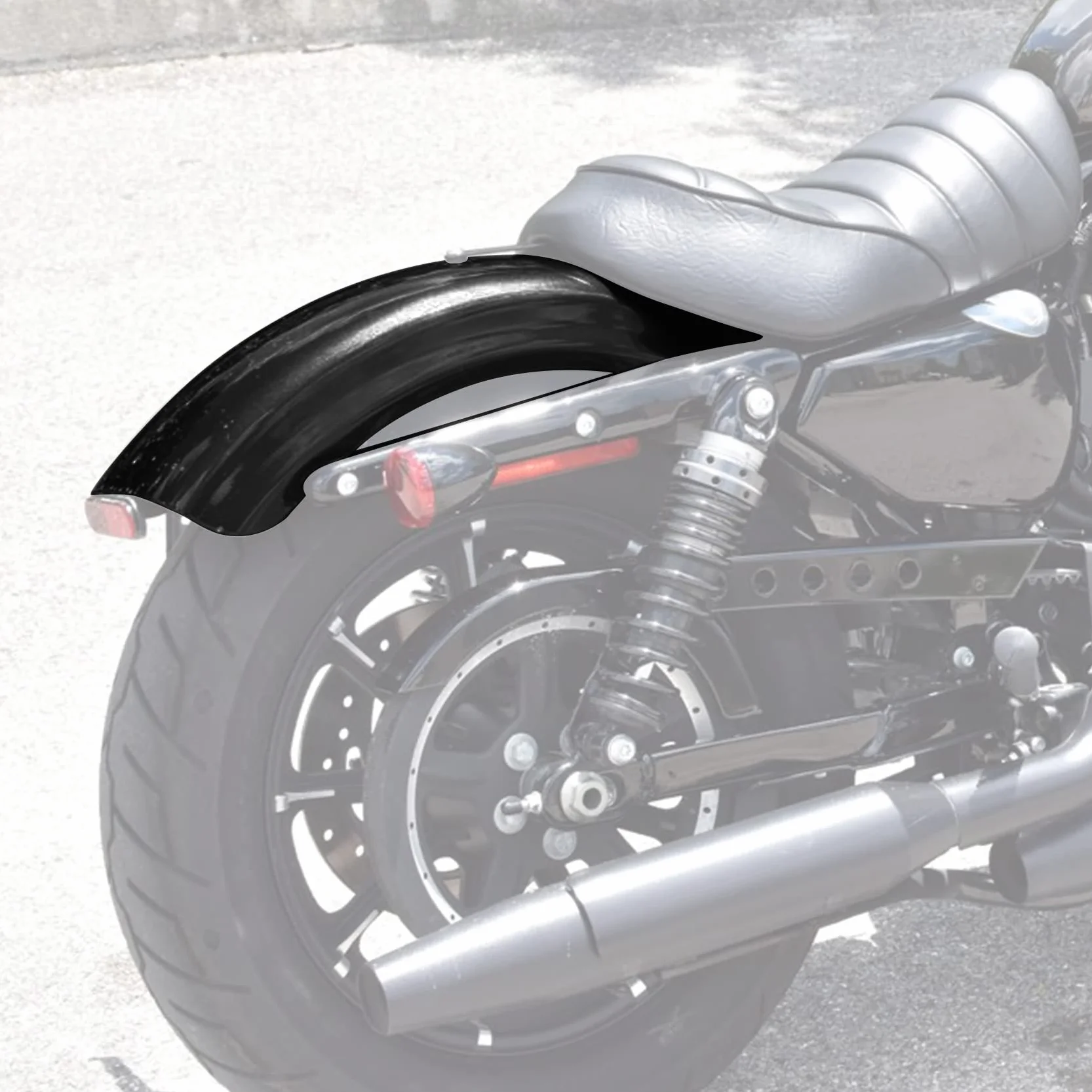 XMT-MOTOR Parafango posteriore adatto per Harley Sportster XL 883 1200, nero lucido