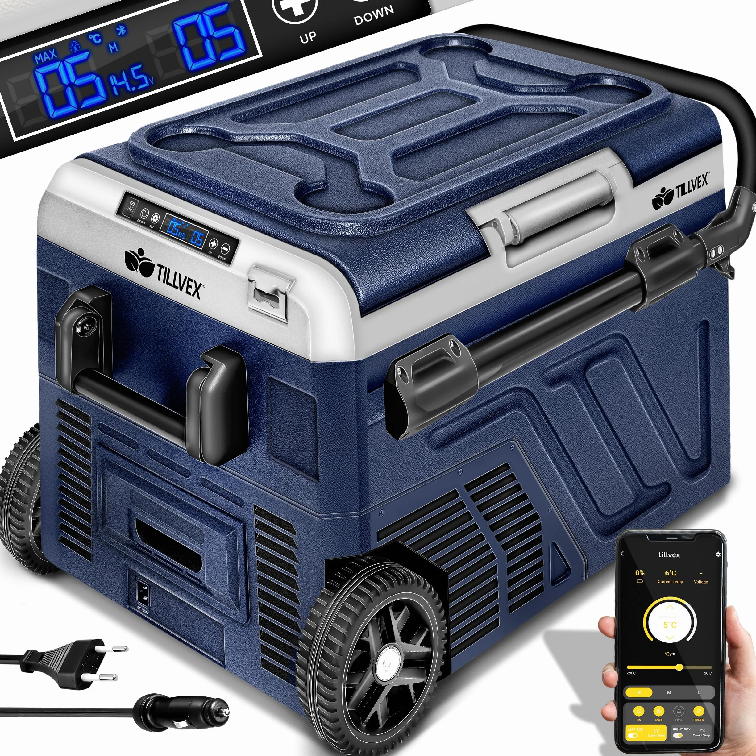 Tillvex Frigorifero Compressore Elettrico 50 Litri WIFI-APP 12/24V 230V -20°C Camper Camping