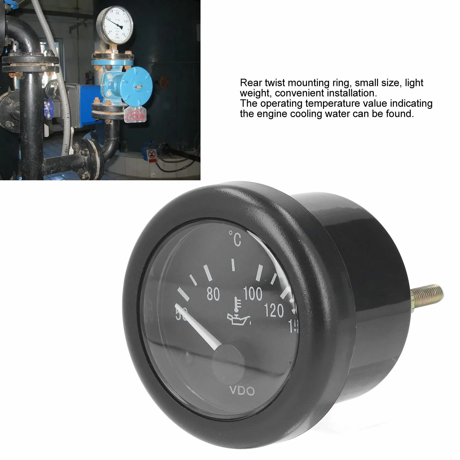 Buachois Indicatore Temperatura Olio 2" 52mm 50‑150 ℃ Intervallo Meccanico Indicatore Temperatura Olio Acqua Auto ABS Termometro Refrigerante Misuratore Temperatura per Camion Auto(DC 12V)