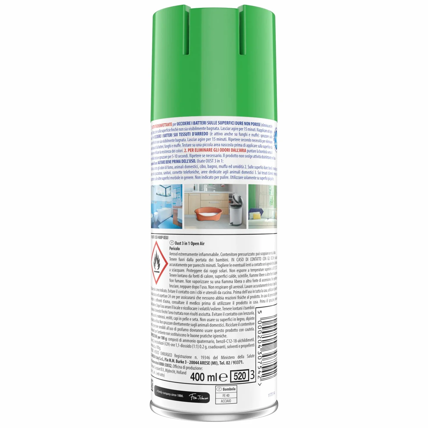 OUST 3in1 Spray Elimina Odori Disinfettante 3x400ml