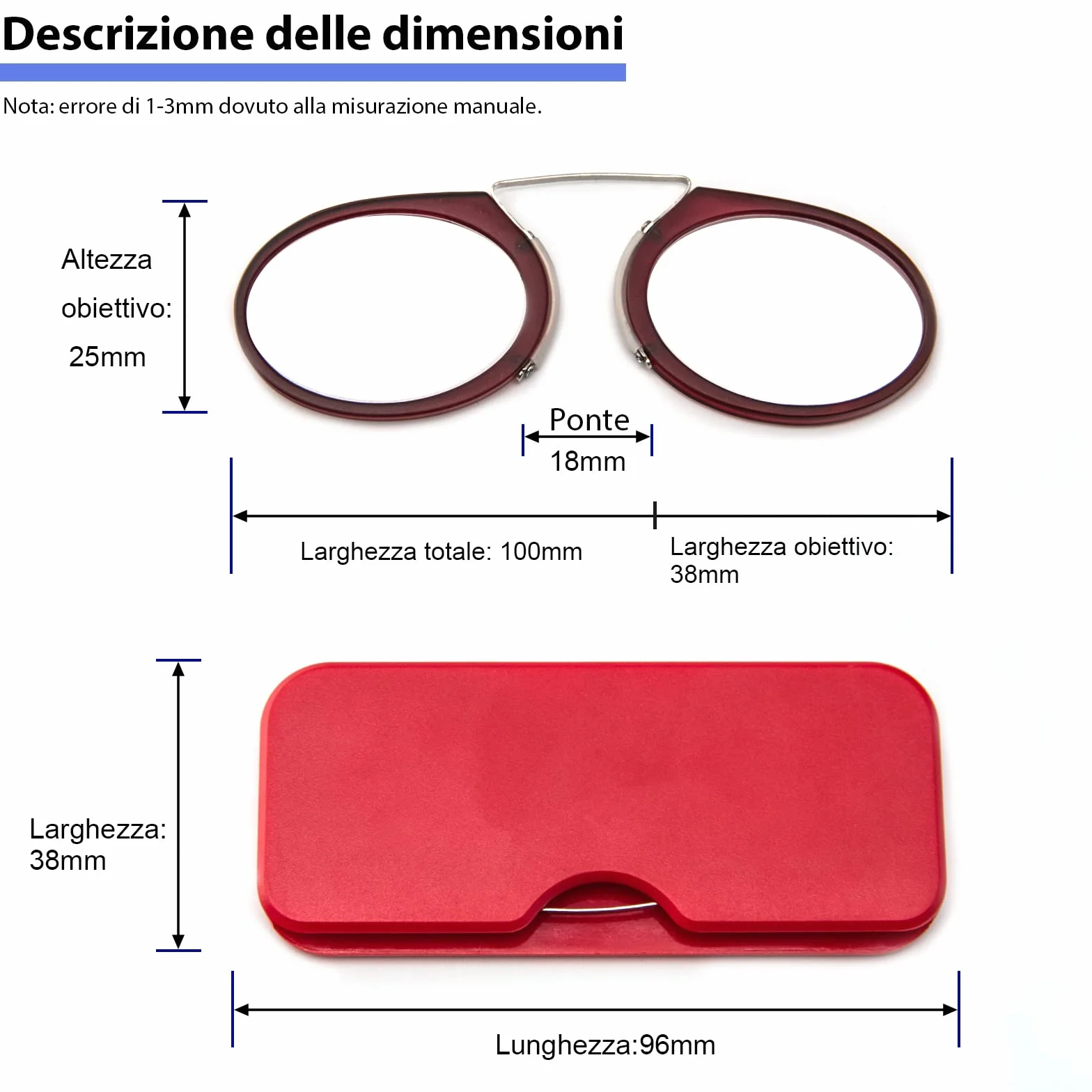 Occhiali da Lettura 2.0 Mini Lettore di Naso a Clip Antiscivolo Flessibili
