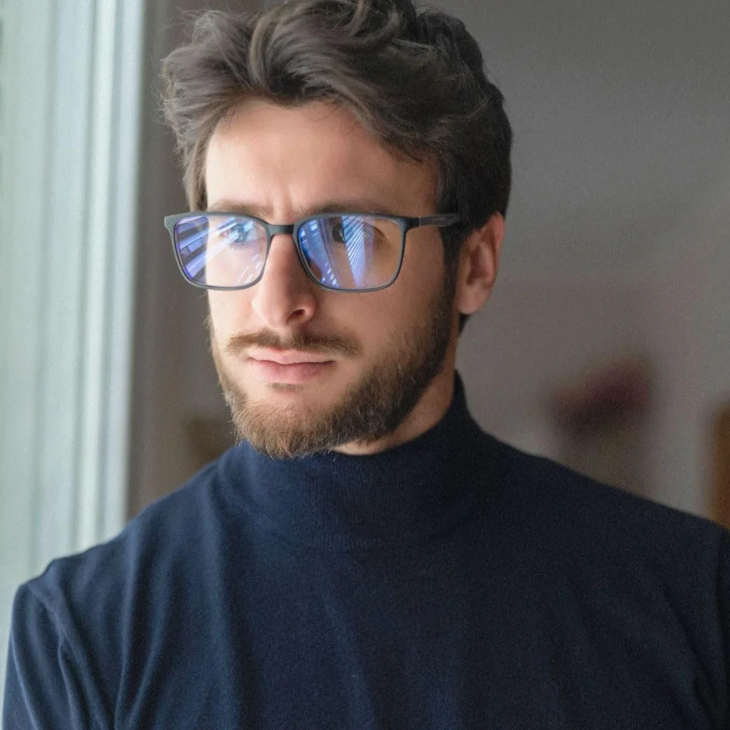 ZENOTTIC Occhiali con Filtro Luce Blu, Montatura Quadrata Antiriflesso per Uomo