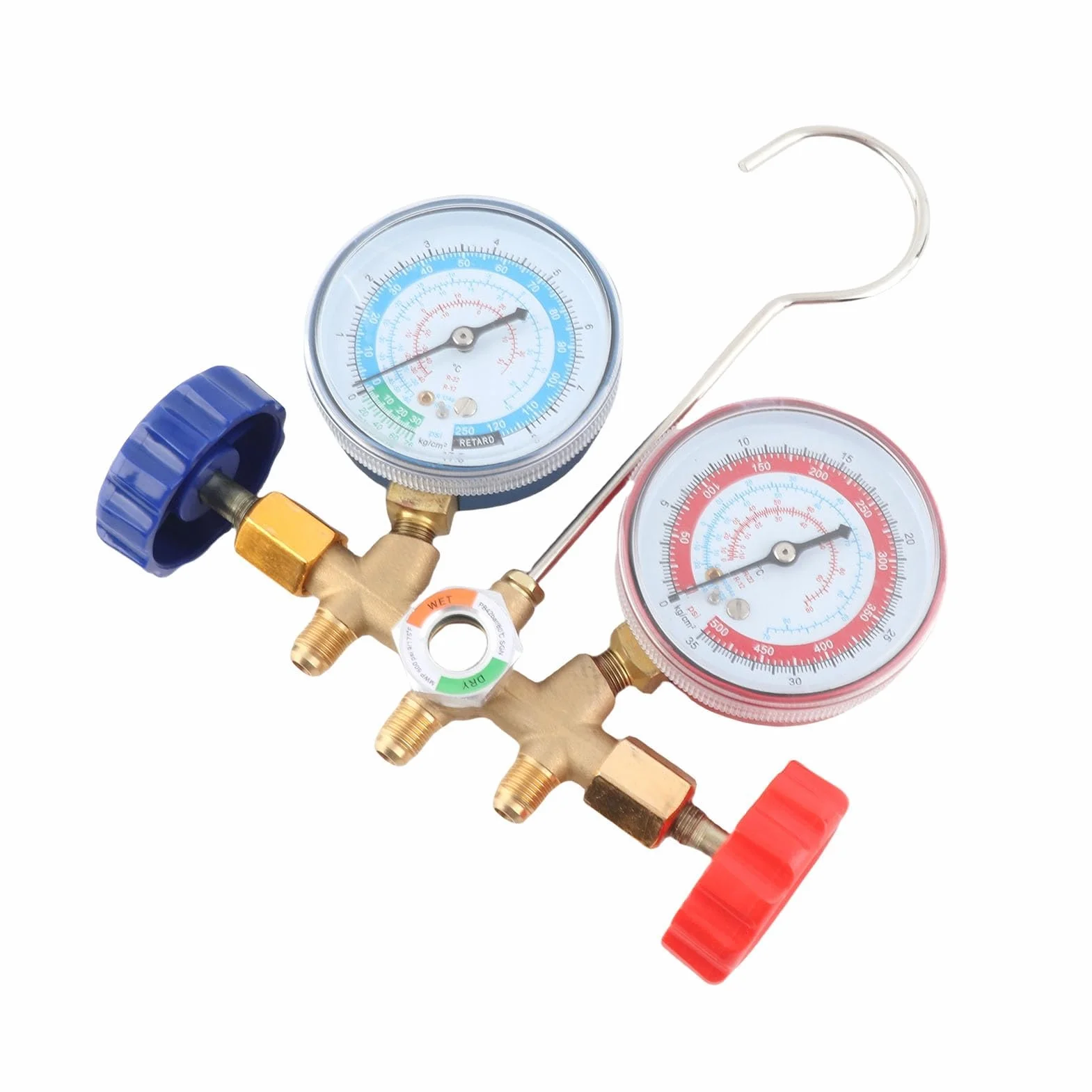 Set di misuratori diagnostici a 3 vie A/C, strumenti di condizionamento del refrigerante Set di misuratori diagnostici CA con kit tubo e gancio