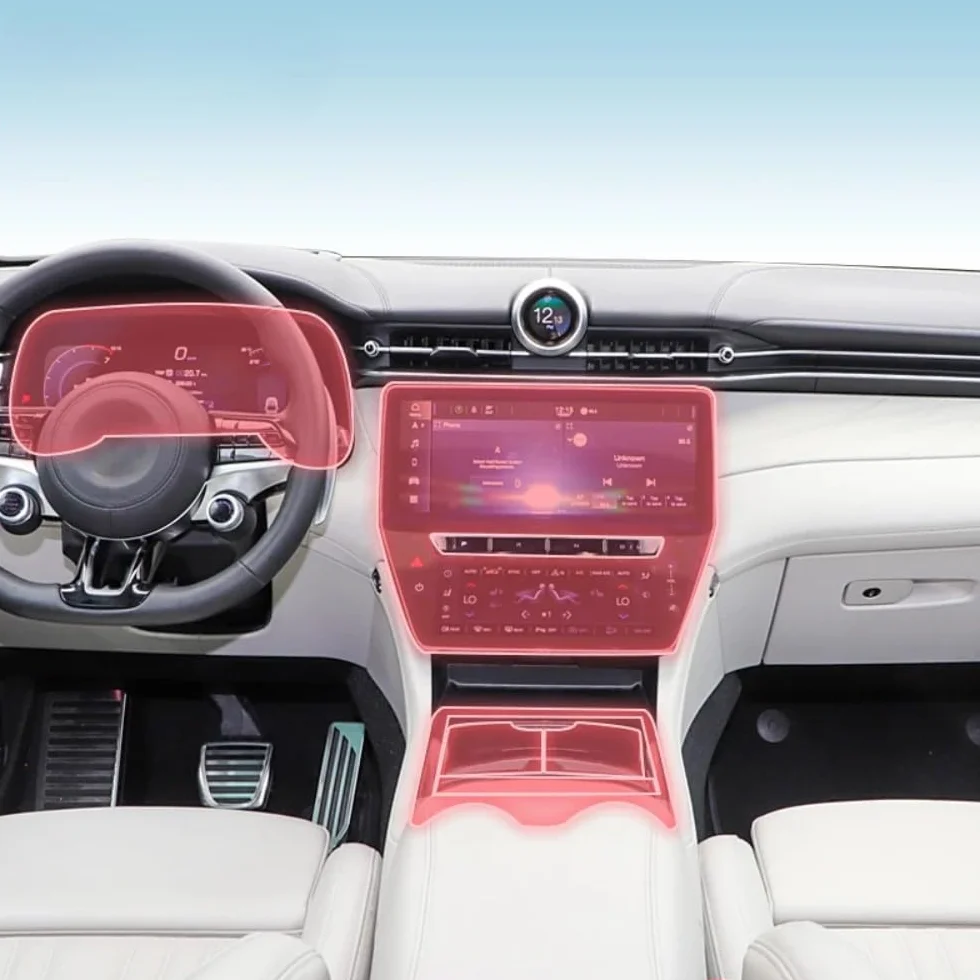 Pellicola per interni auto, cruscotto, piano del cambio, console centrale, antigraffio, trasparente, in TPU, accessorio per Maserati Grecale 2023-2025 (pellicola di navigazione GPS)