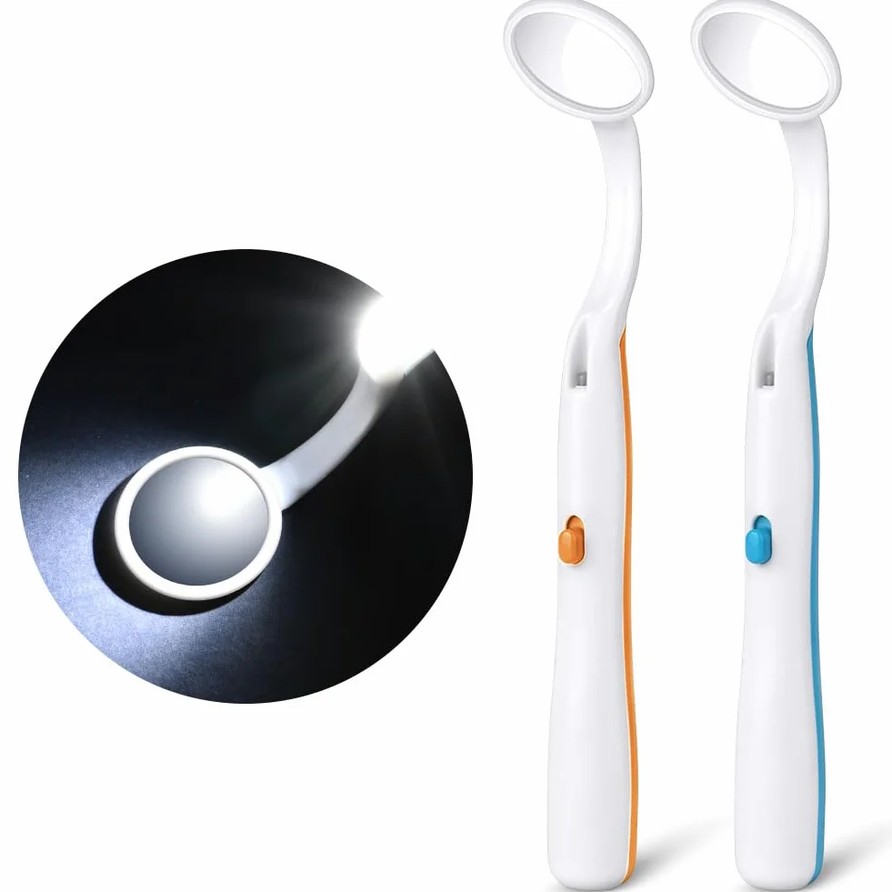 ACWOO Specchio Dentale con Luce Antiappannamento, 2PCS Specchi per Cura Orale