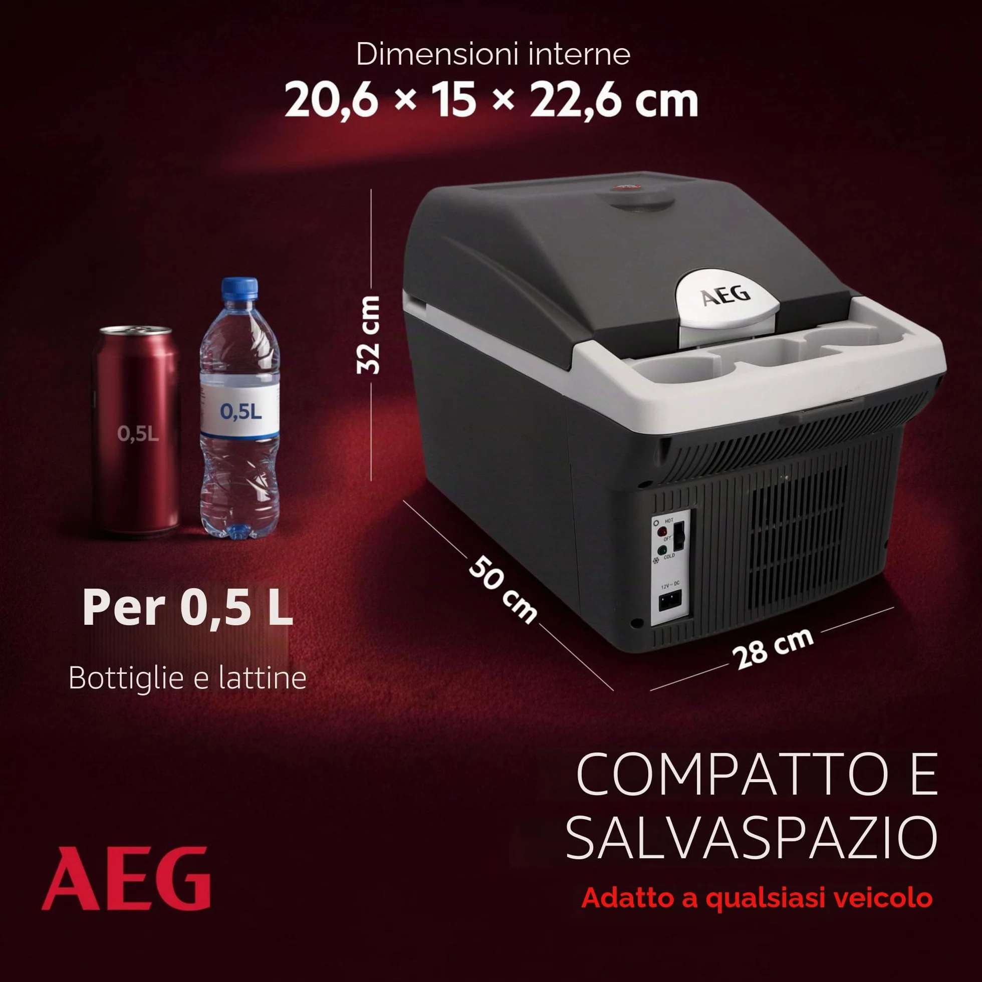 AEG Automotive Board-Bar BK 16 Contenitore termoelettrico refrigerante e scaldino 16 litri, 12 Volt per auto e presa elettrica, può essere fissato all'auto