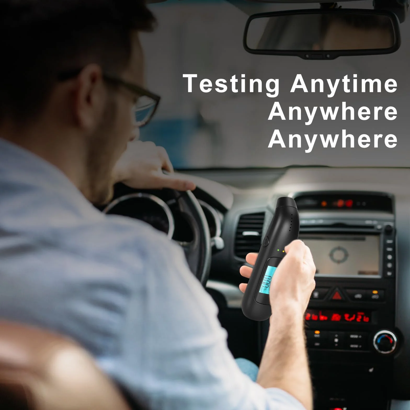 Etilometro Portatile,Alcol Test,con Digitale Display LCD,Manuale Incluso,Senza Boccagli,Design Compatto,Test di soffiaggio,Etilometro per Uso Personale e Professionale