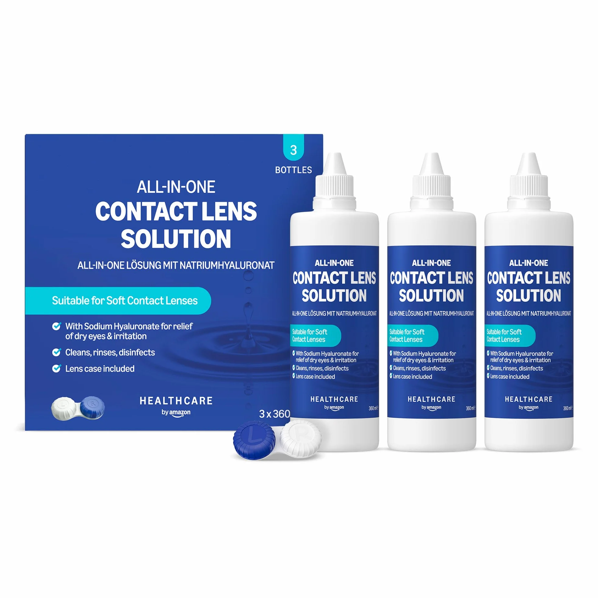 Amazon Soluzione tutto-in-uno sodio ialuronato lenti a contatto morbide 3 x 360ml
