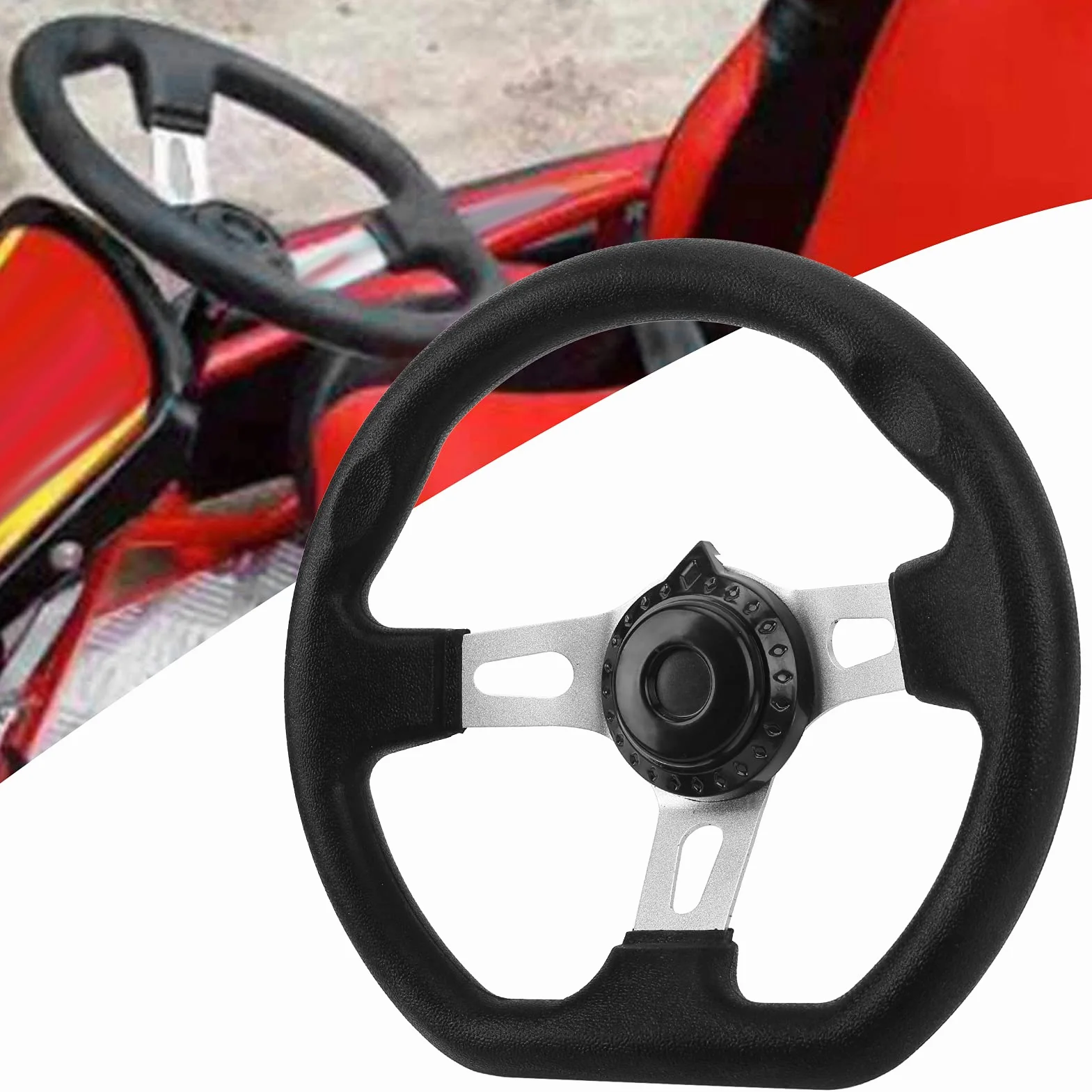 Volante per Kart Volante ATV in Schiuma PU in Metallo 270mm Modifica a 3 Raggi Universale per Motori 150 250 Interni Automobilistici