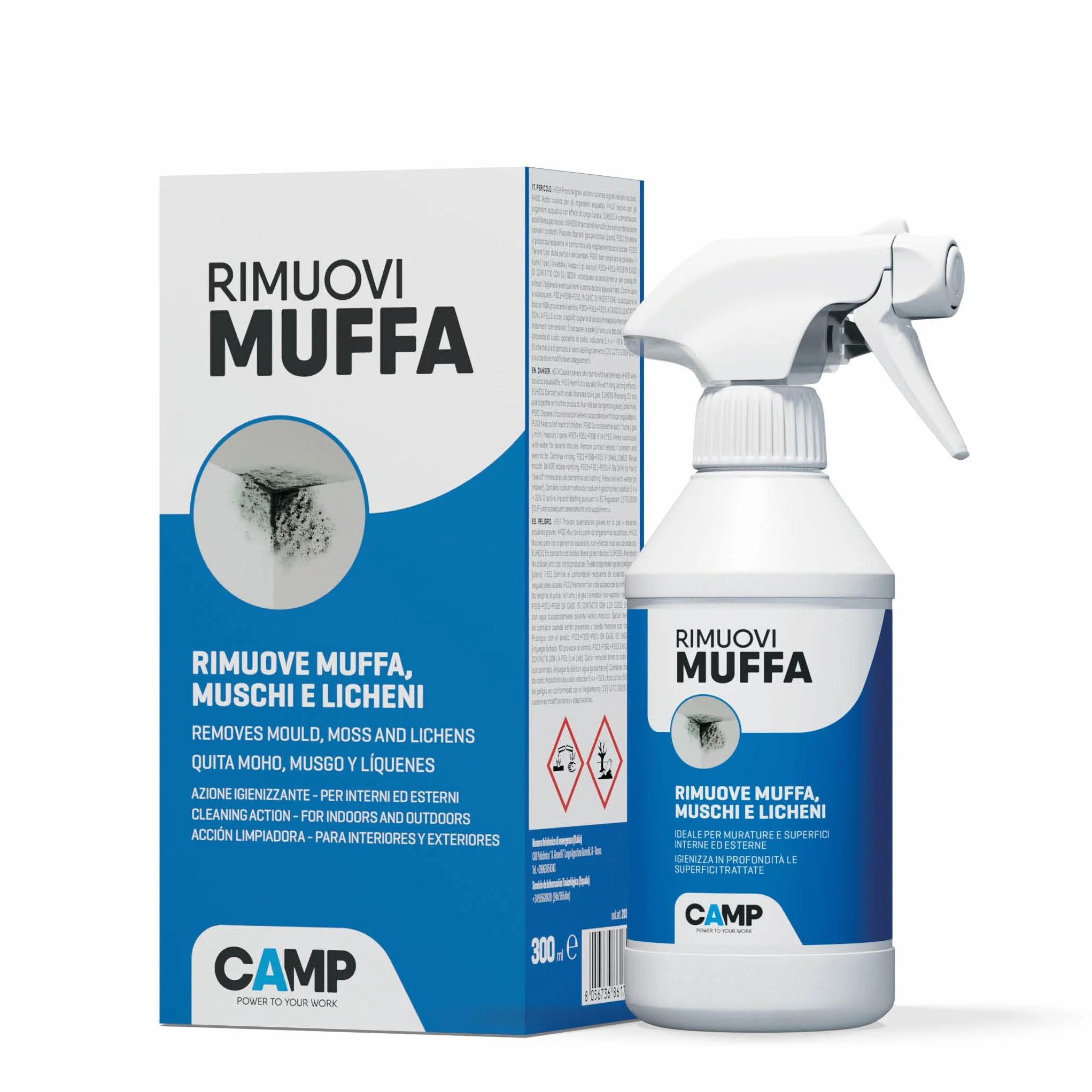 CAMP Rimuovi Muffa Spray Pronto all'Uso 300 ml - Made in Italy