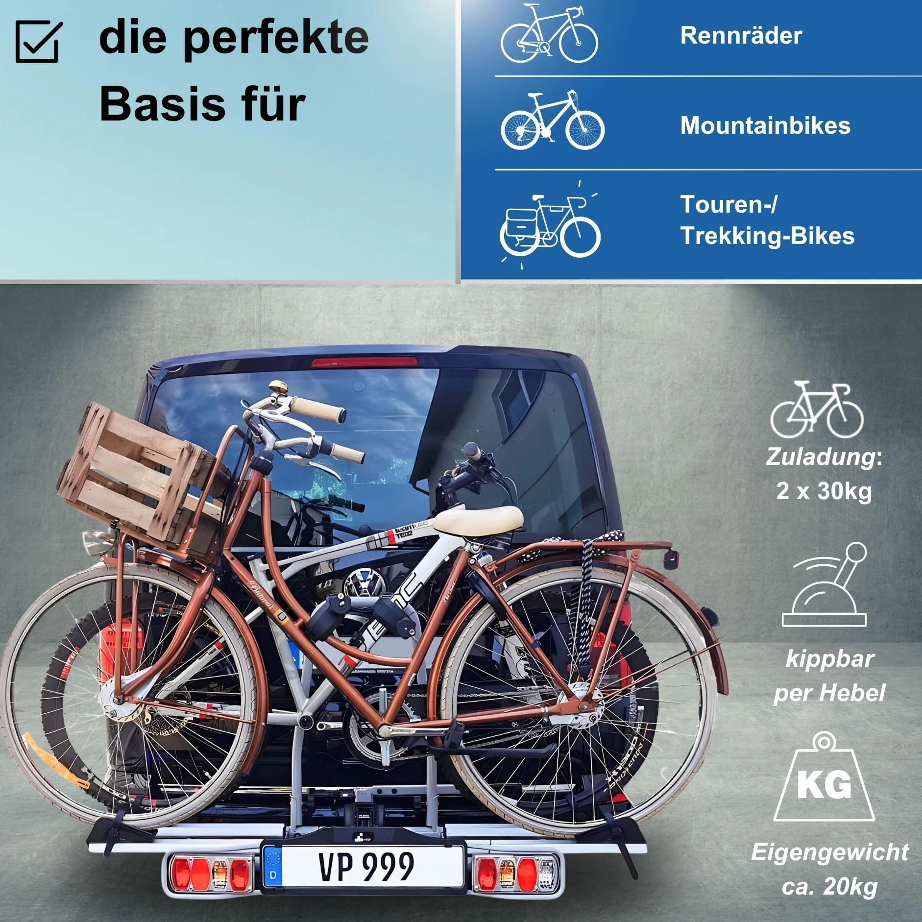 eBike VDP-TB011 Portabici Elettrica Pieghevole Gancio Traino Quick Lock