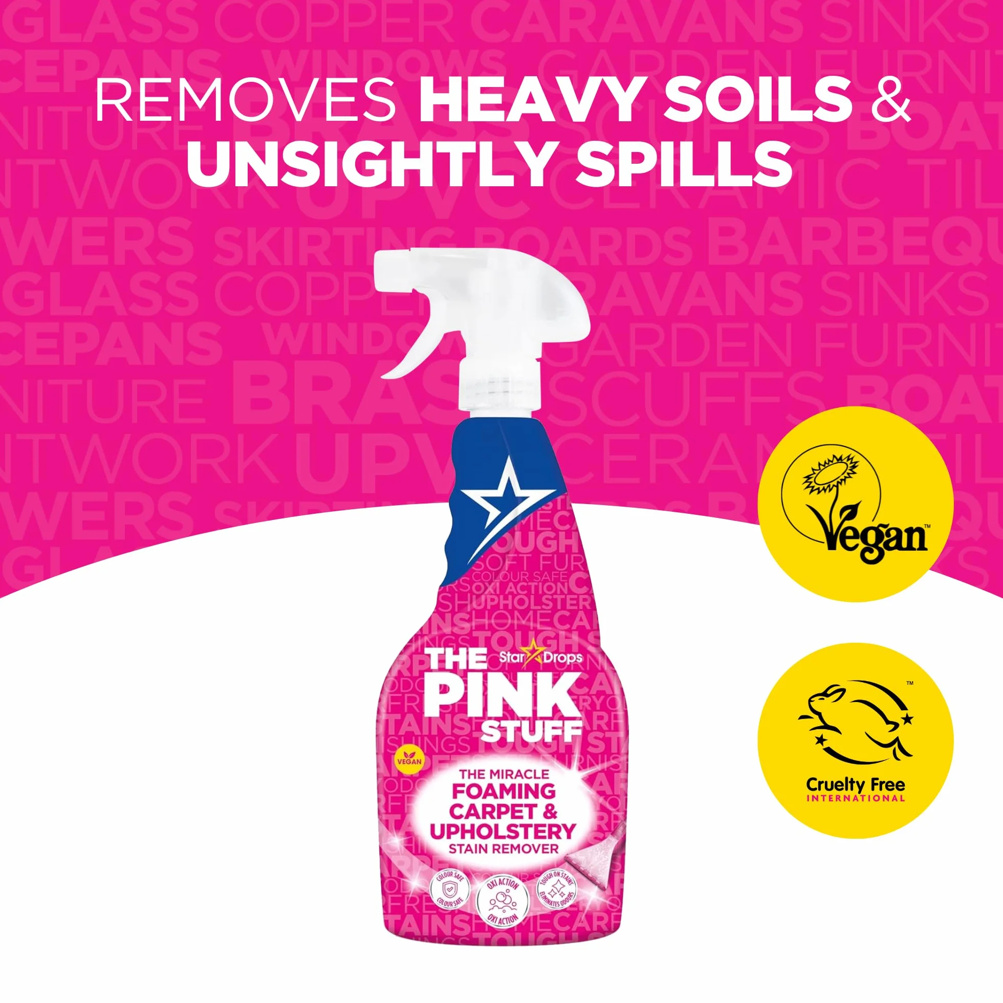 The Pink Stuff Miracle Smacchiatore in Schiuma per Tappeti e Tappezzeria, Formula Oxi