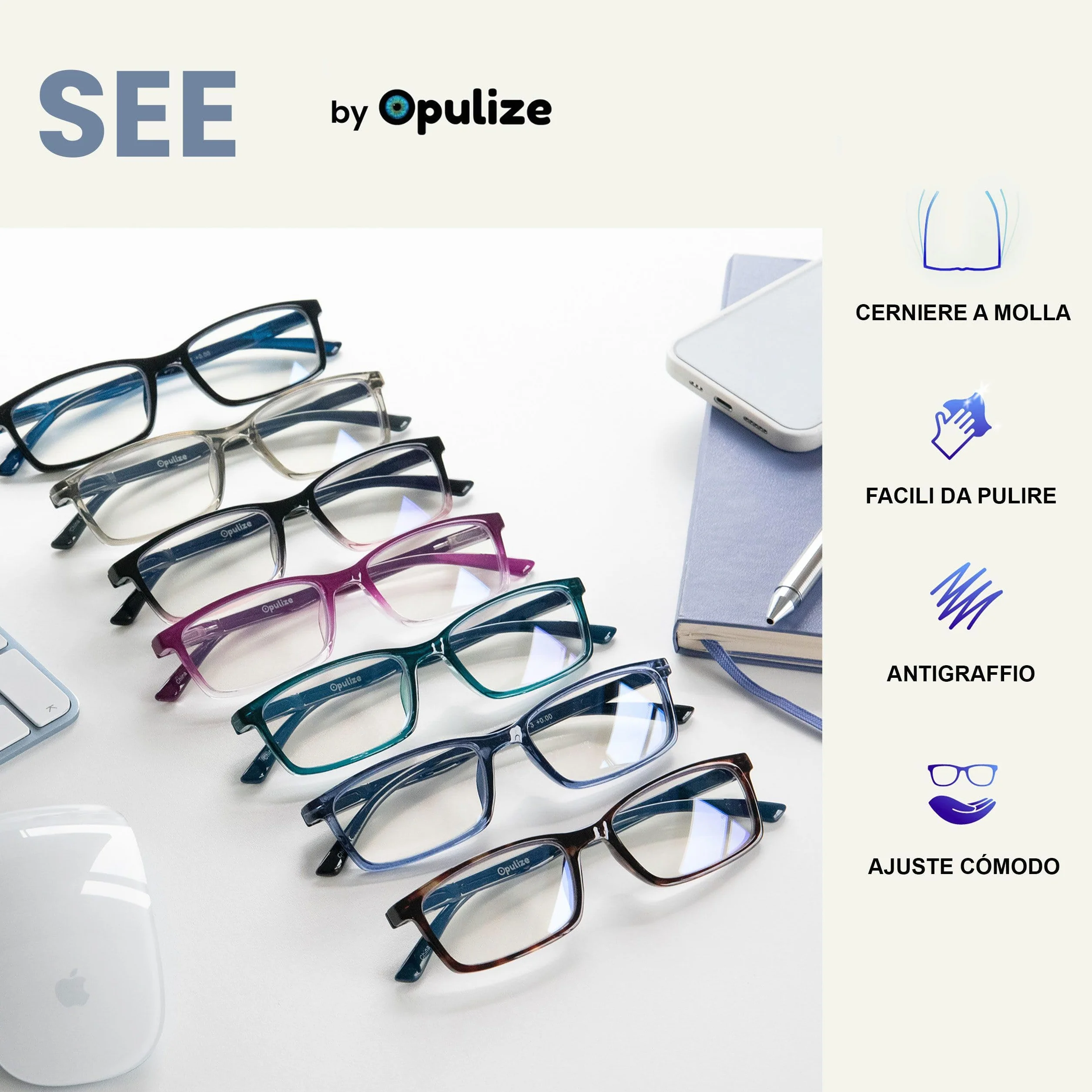 Occhiali da Lettura Filtro Luce Blu Set da 3 Montatura Stretta Cerniere a Molla Anti Riflesso Nero Blu Trasparente Grigio +2.50
