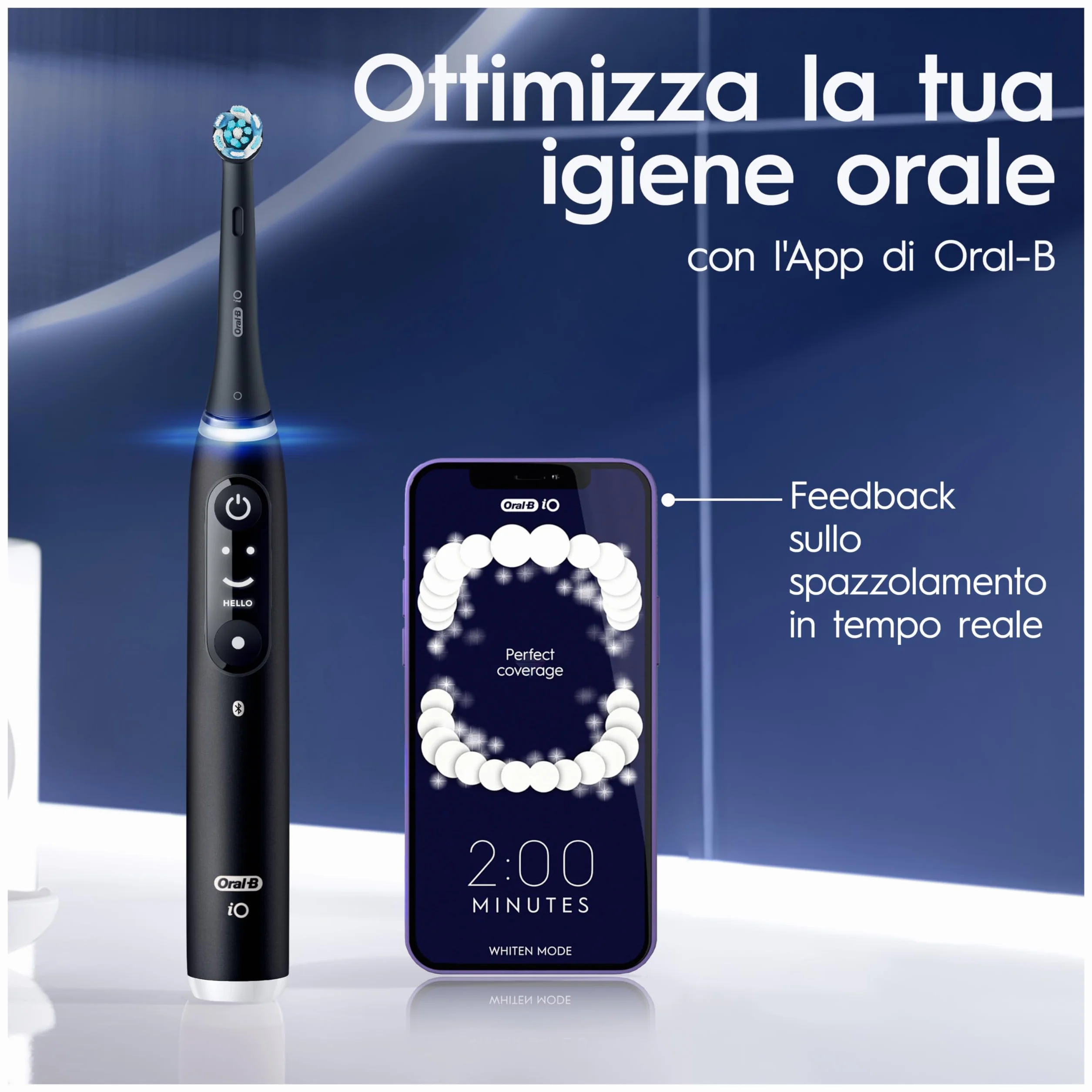 Oral-B iO 6N Spazzolino Elettrico Ricaricabile Nero, 2 Testine, Custodia + Dentifricio
