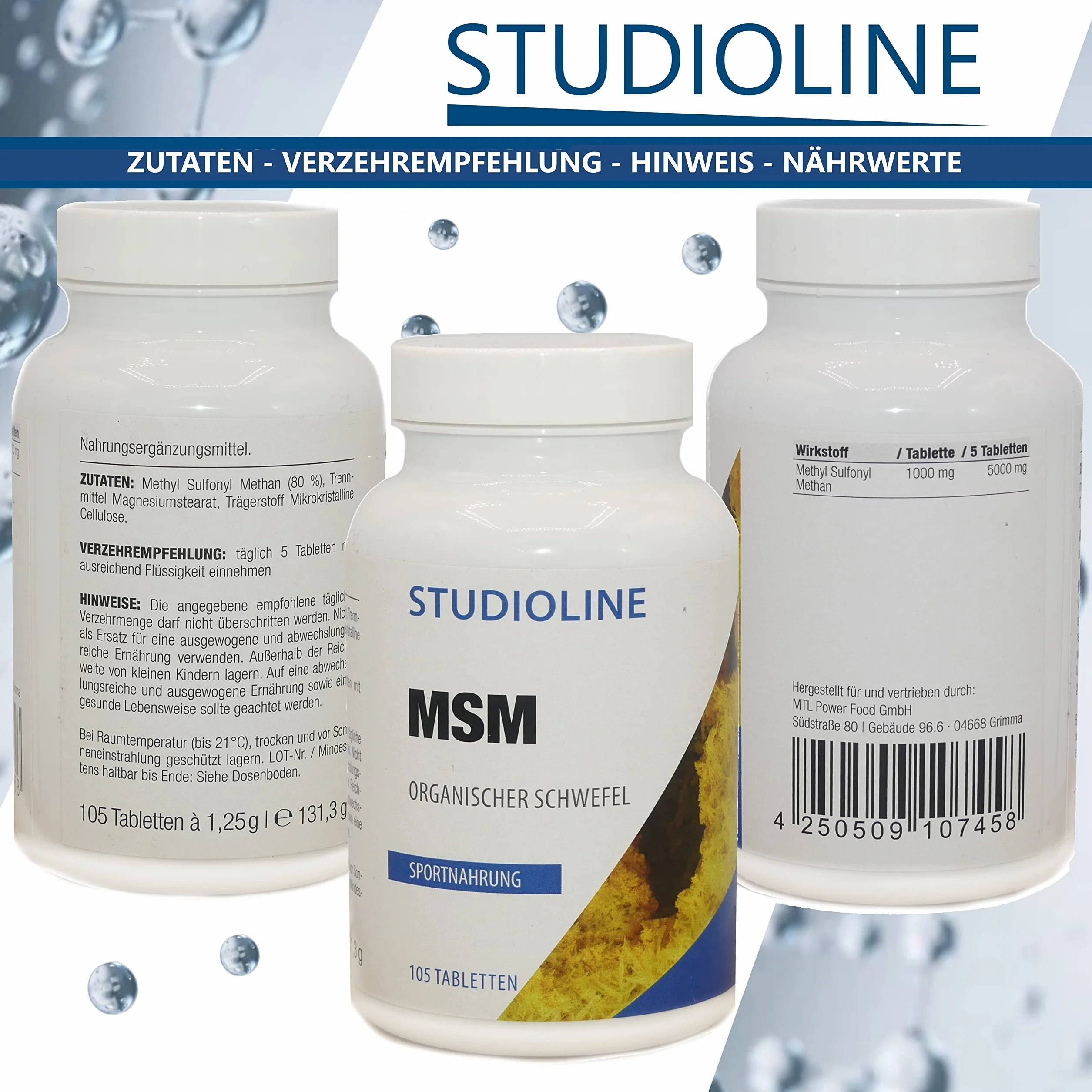 Compresse MSM 105 capsule 5000 mg Zolfo organico Metilsulfonilmetano