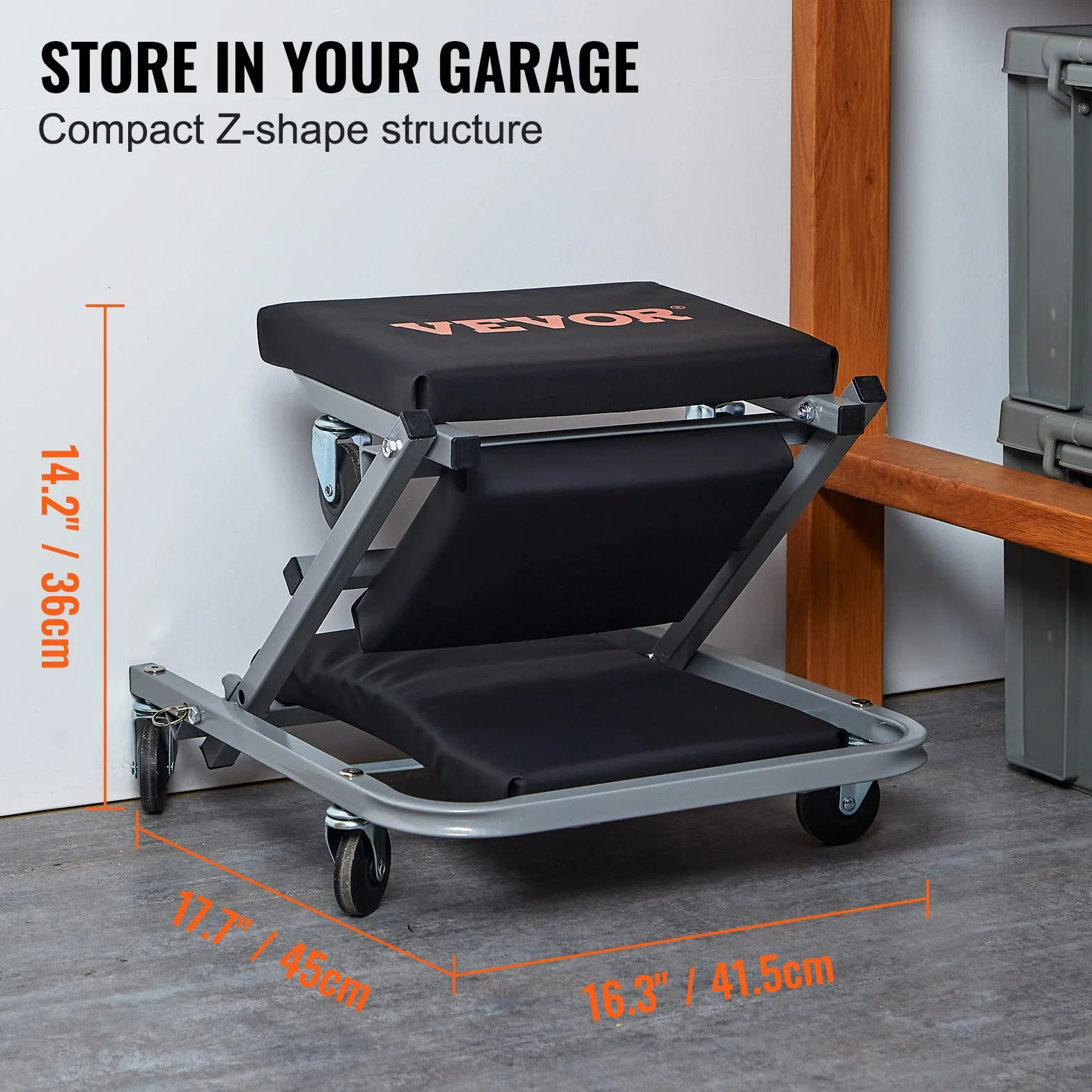 VEVOR Sgabello Carrello Trasformabile 6 Ruote Girevoli Capacità Carico 136kg Pieghevole a Forma di Z