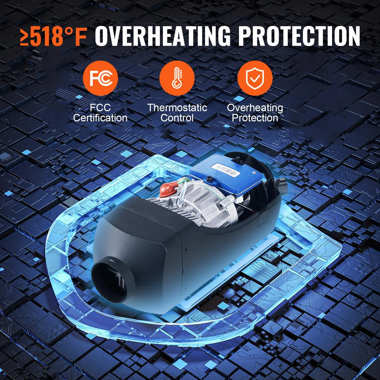 VEVOR Riscaldatore d'Aria Diesel 12V 5-8KW Bluetooth Regolabile 8℃-36℃ per Auto Camper Camion RV