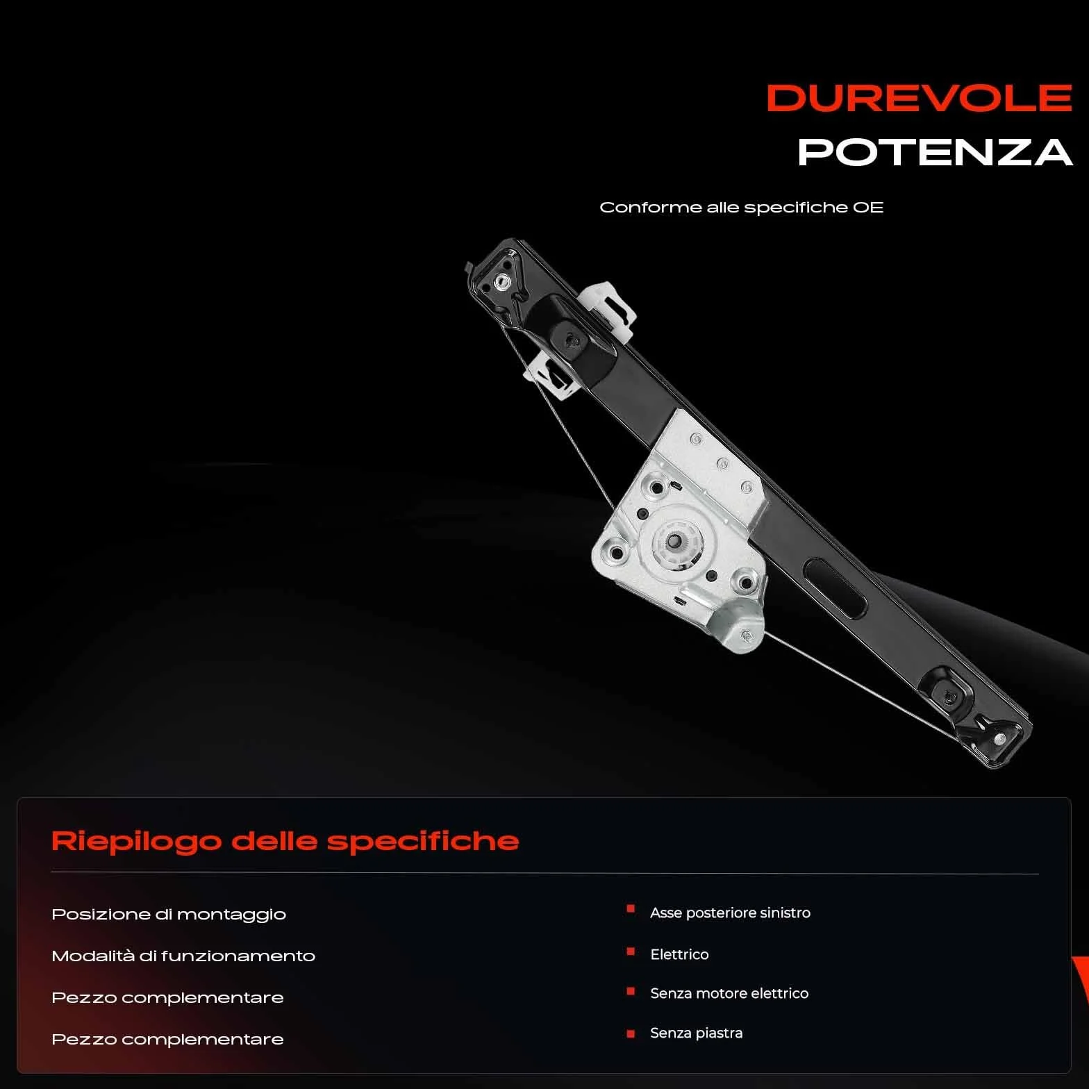 Frankberg Alzacristallo senza motore posteriore sinistro Sostituzione per 3-er E90 E91 2004-2012 station wagon 51357140589