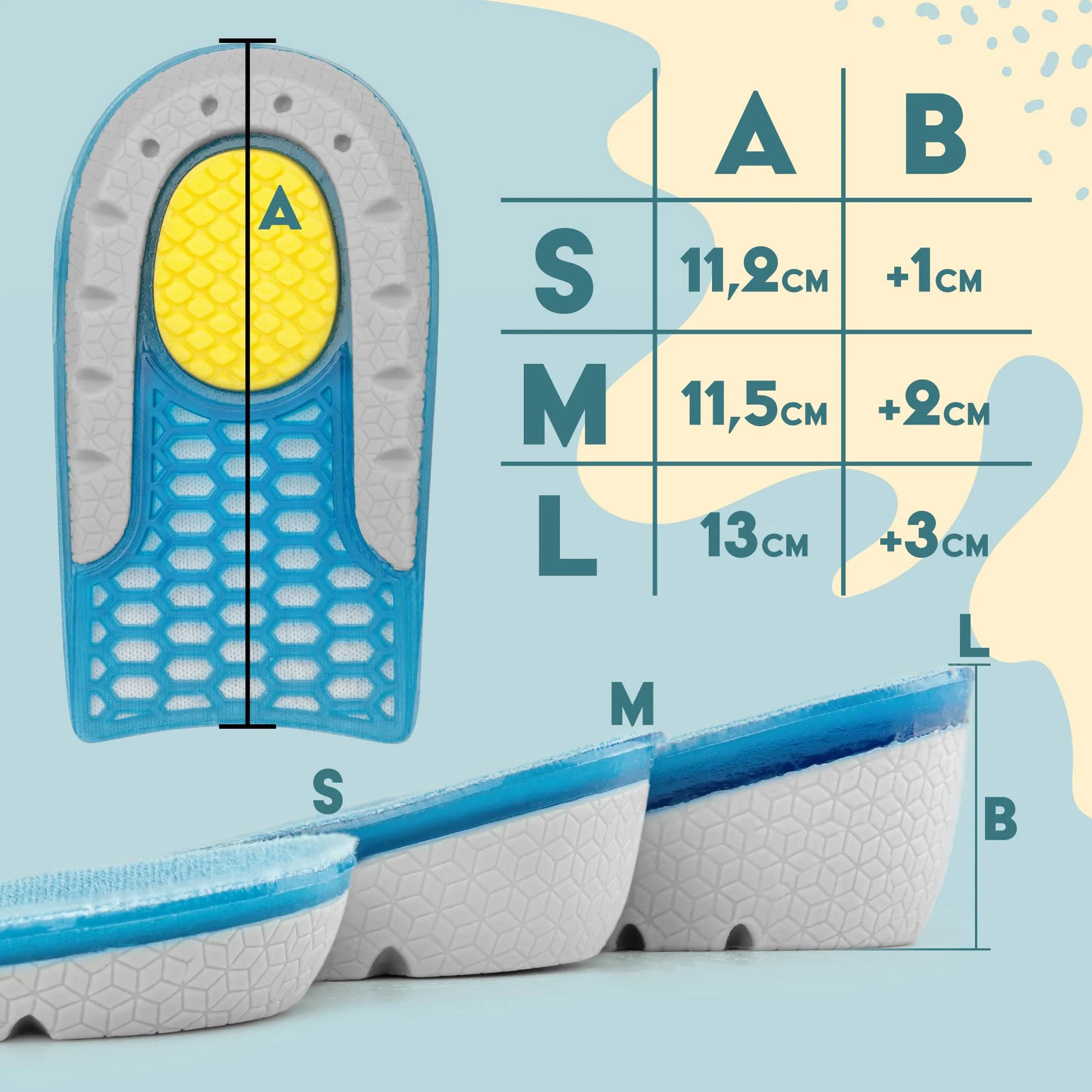 Talloniera In Gel Solette Rialzate 3 cm 2 Paia per Tallonite Spina Calcaneare Correzione Altezza