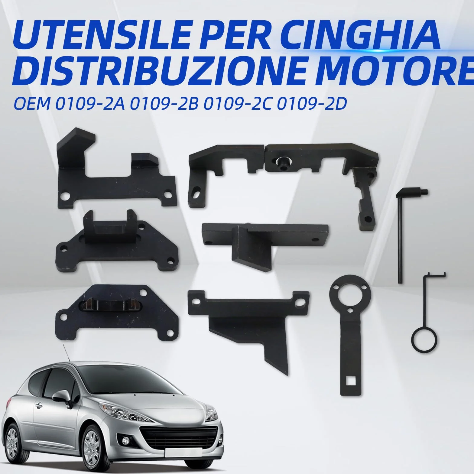Set di attrezzi di regolazione del motore, cinghia dentata per motori a benzina 1.0 e 1.2 VTi, adatto per Citroën, Peugeot, Opel, Toyota, PSA EB0 (ZMZ), EB2 (HMZ), OEM 0109-2A 0109-2B