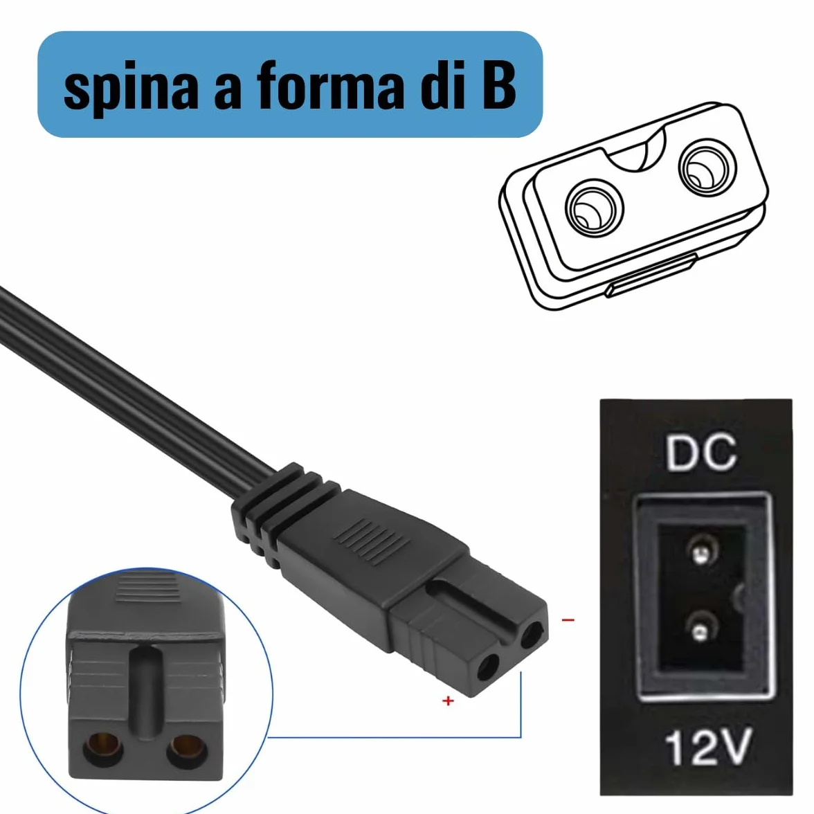 Cavo Alimentazione 12V 24V Frigorifero Portatile 3,5 m Presa Accendisigari 2 Pin 16 AWG Rame
