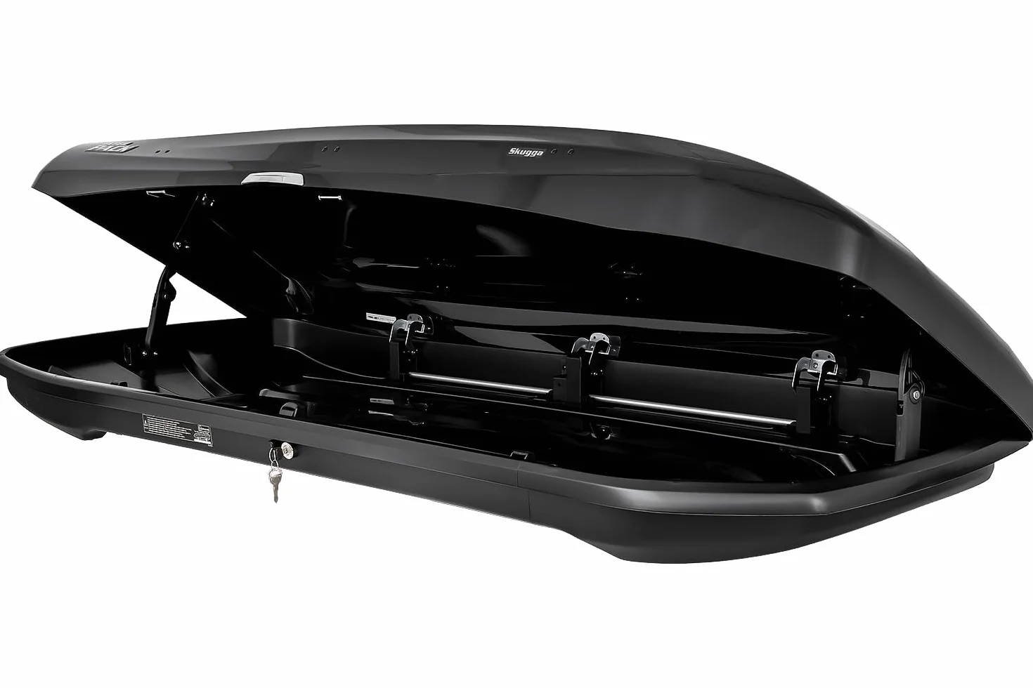 Box da Tetto Skugga L 660 Nero Lucido 300 Litri, Portabagagli Auto Aerodinamico Basso 28 cm, Portata 75 kg con Apertura Bidirezionale e Perfect System