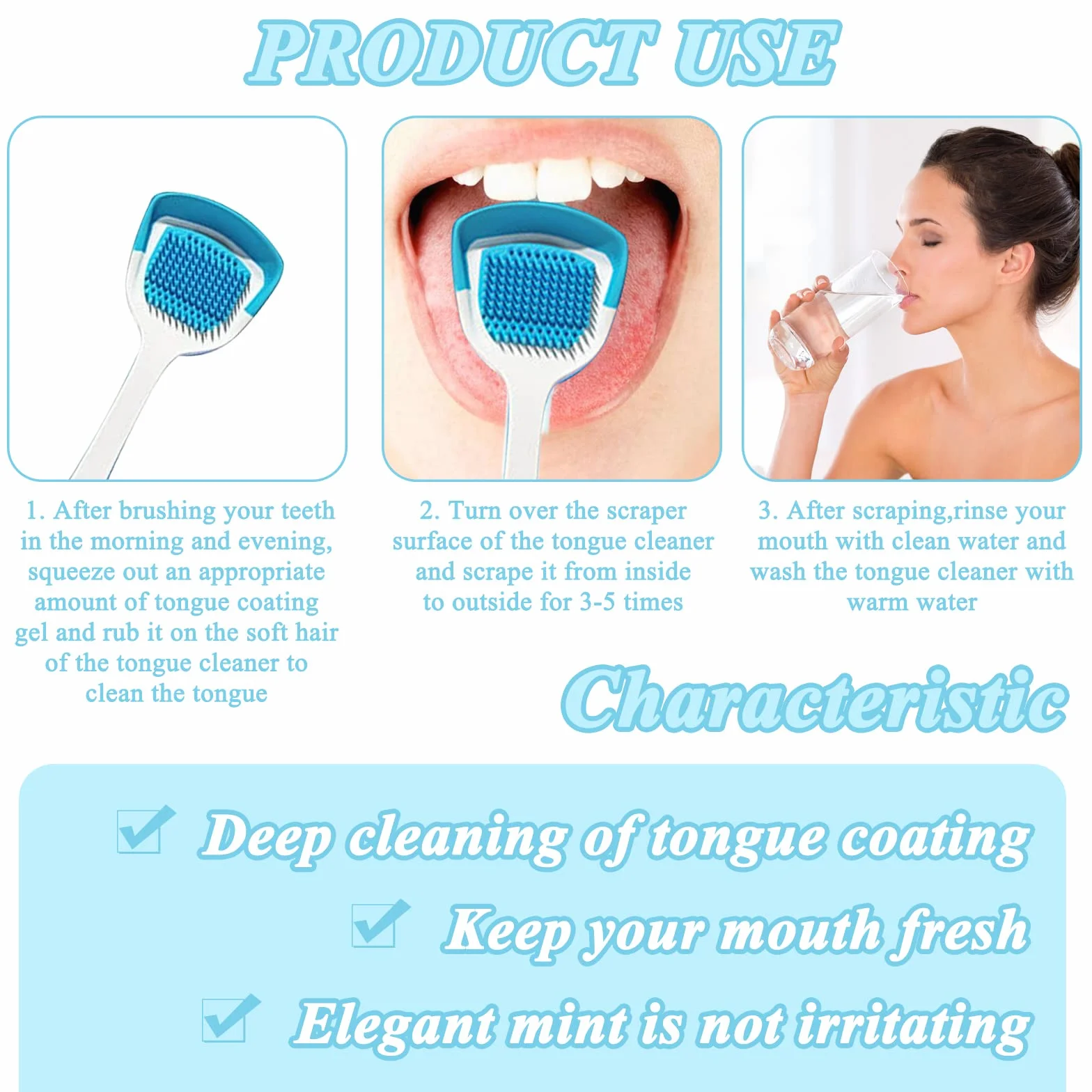 Pulisci Lingua 50g Gel + Spazzolino Lingua Pulitore Alitosi Fresh Breath Tongue Cleaner Oral Care