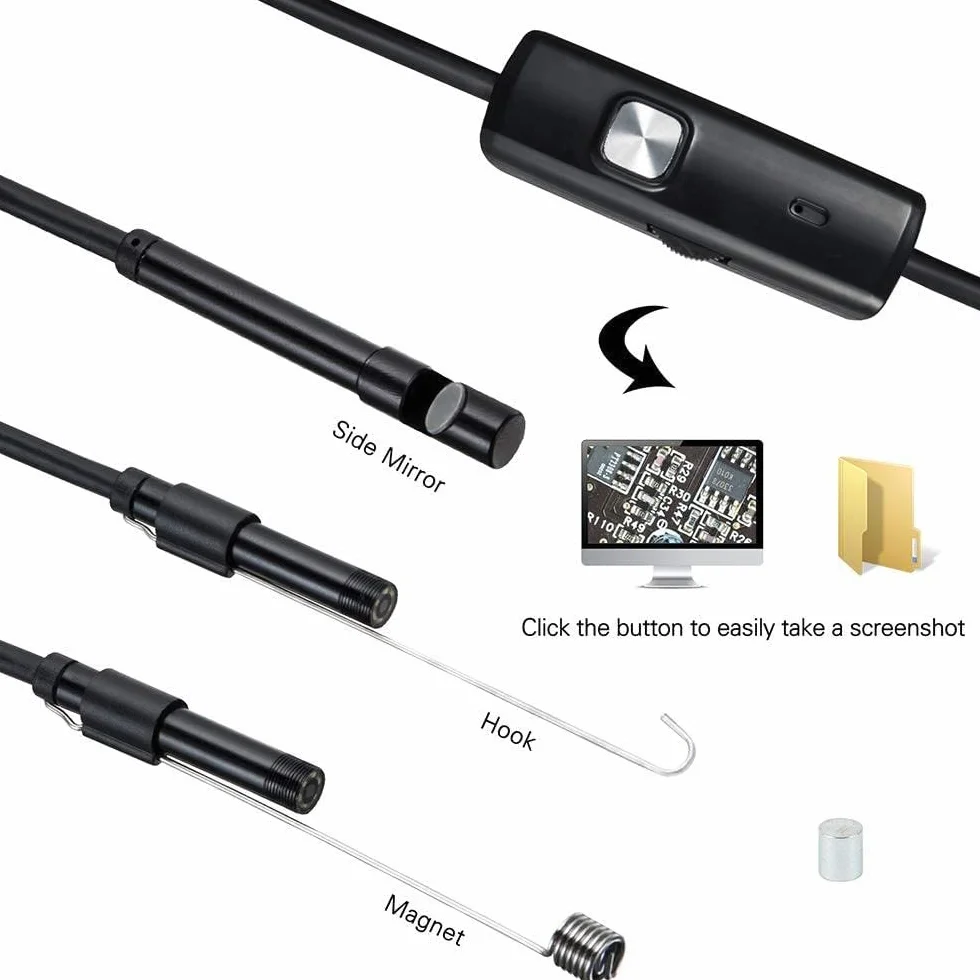 Telecamera Ispezione Endoscopio per Smartphone USB 1m Impermeabile 2.0MP Android