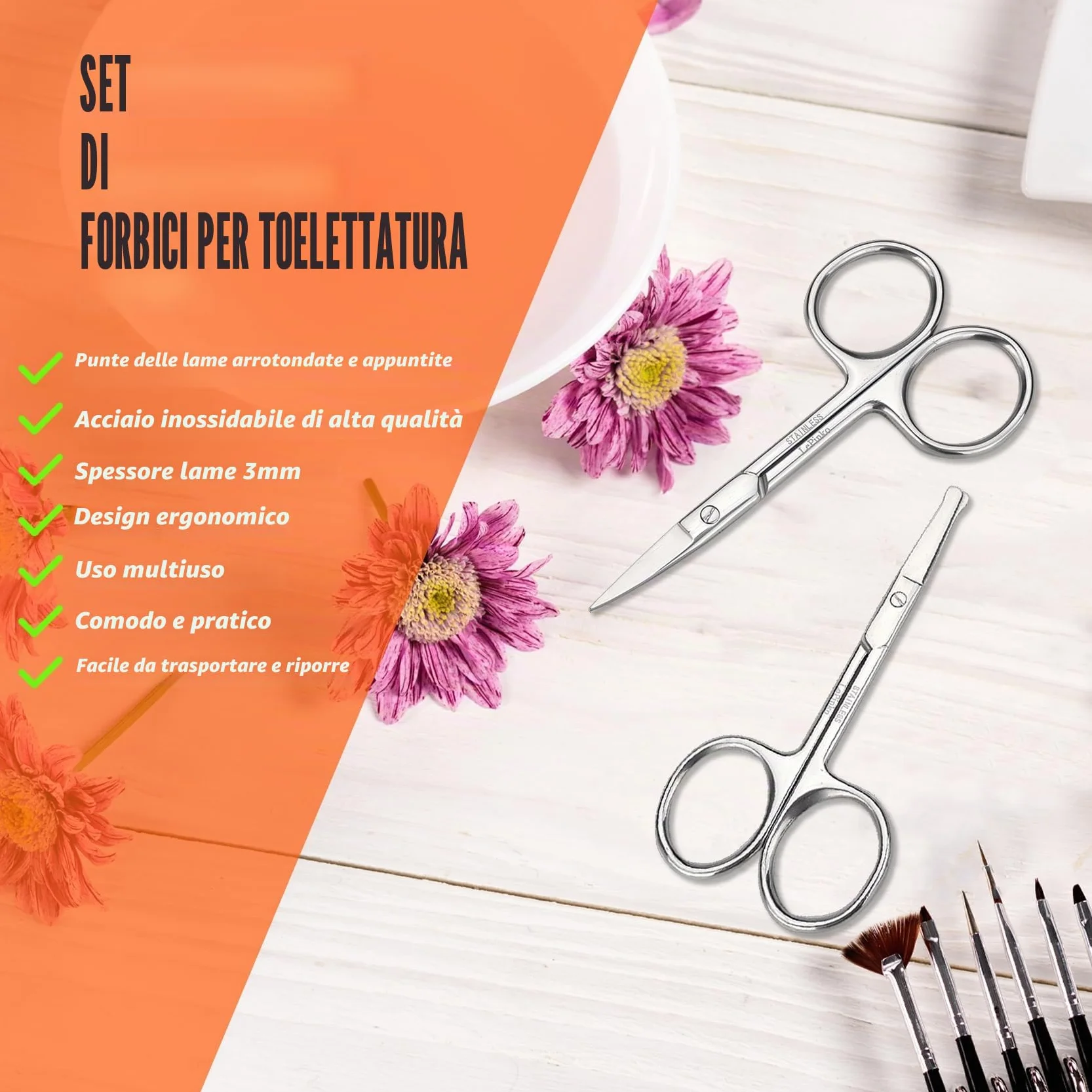 Forbici per la cura dei capelli del viso – kit di rifilatura per sopracciglia, naso, baffi, barba, orecchie