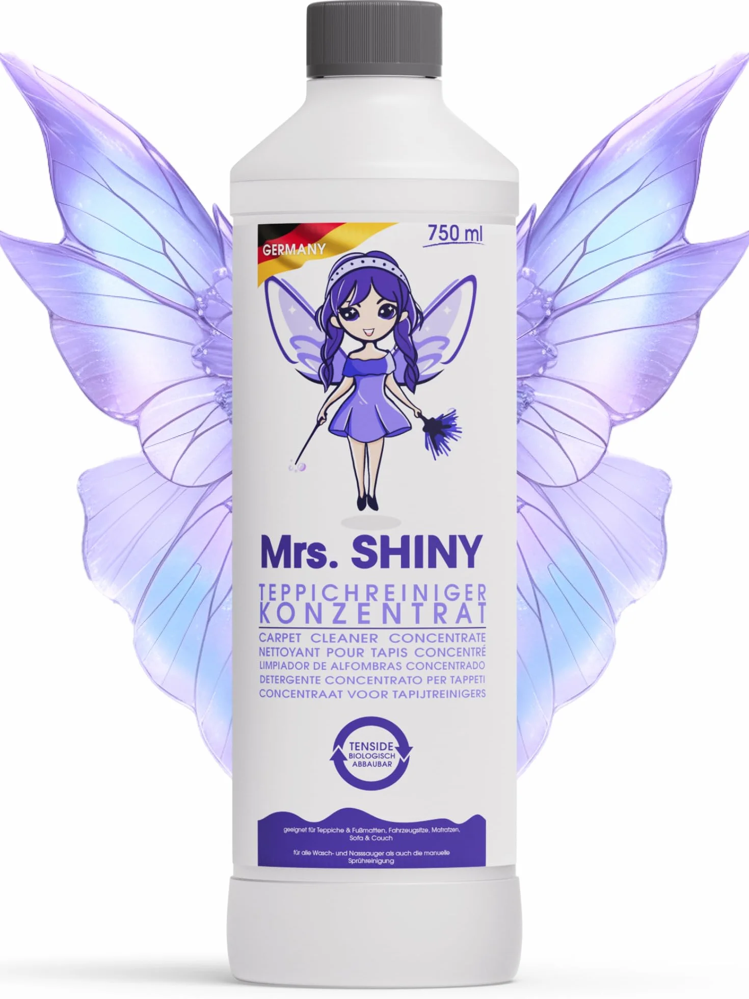 MRS. SHINY® Detergente Concentrato per Tappeti 750ML - Detersivo Lavatappeti - Senza APEO e Fosfati