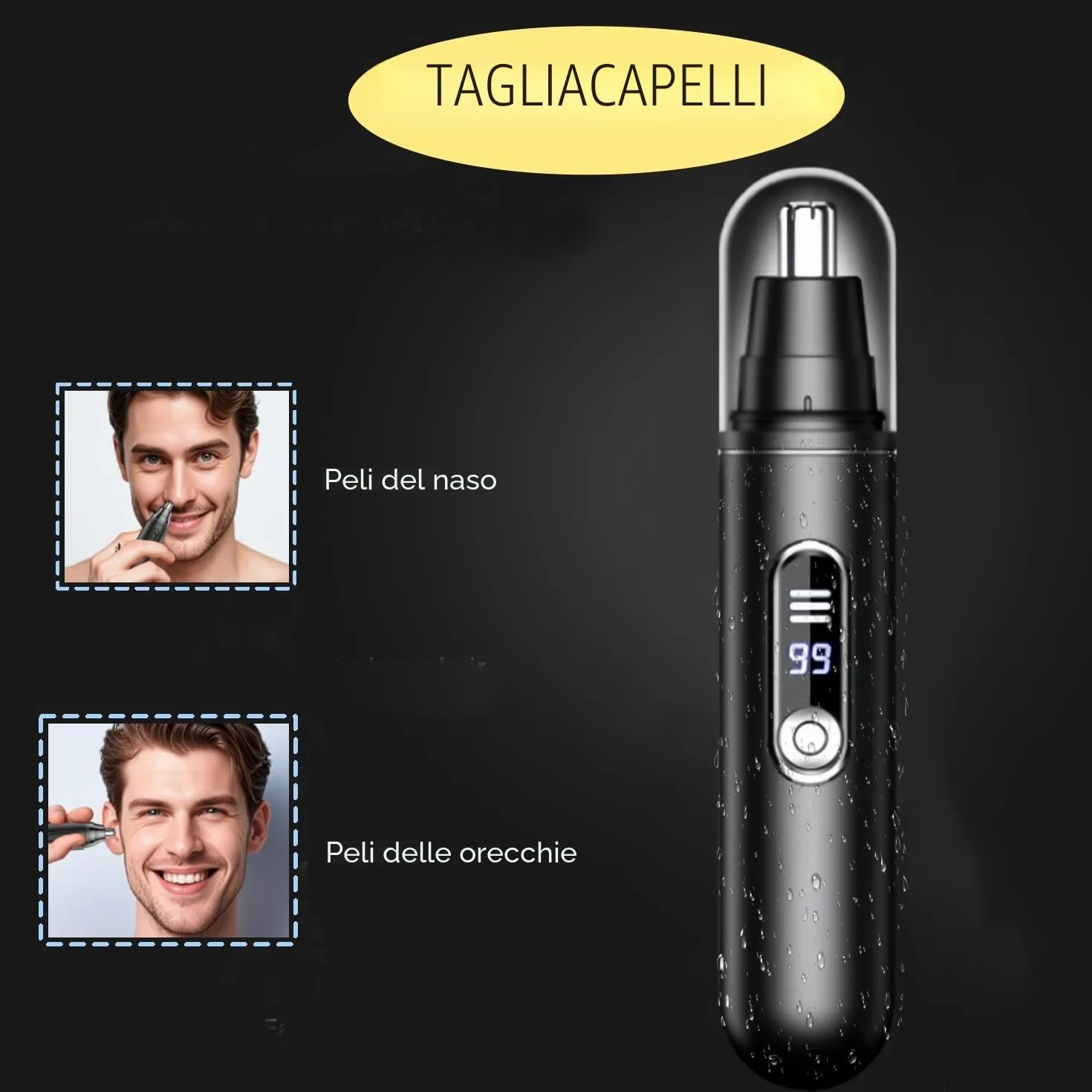 Profesjonalny trymer do nosa i uszu, wodoodporny, ładowany przez USB, bezbolesny