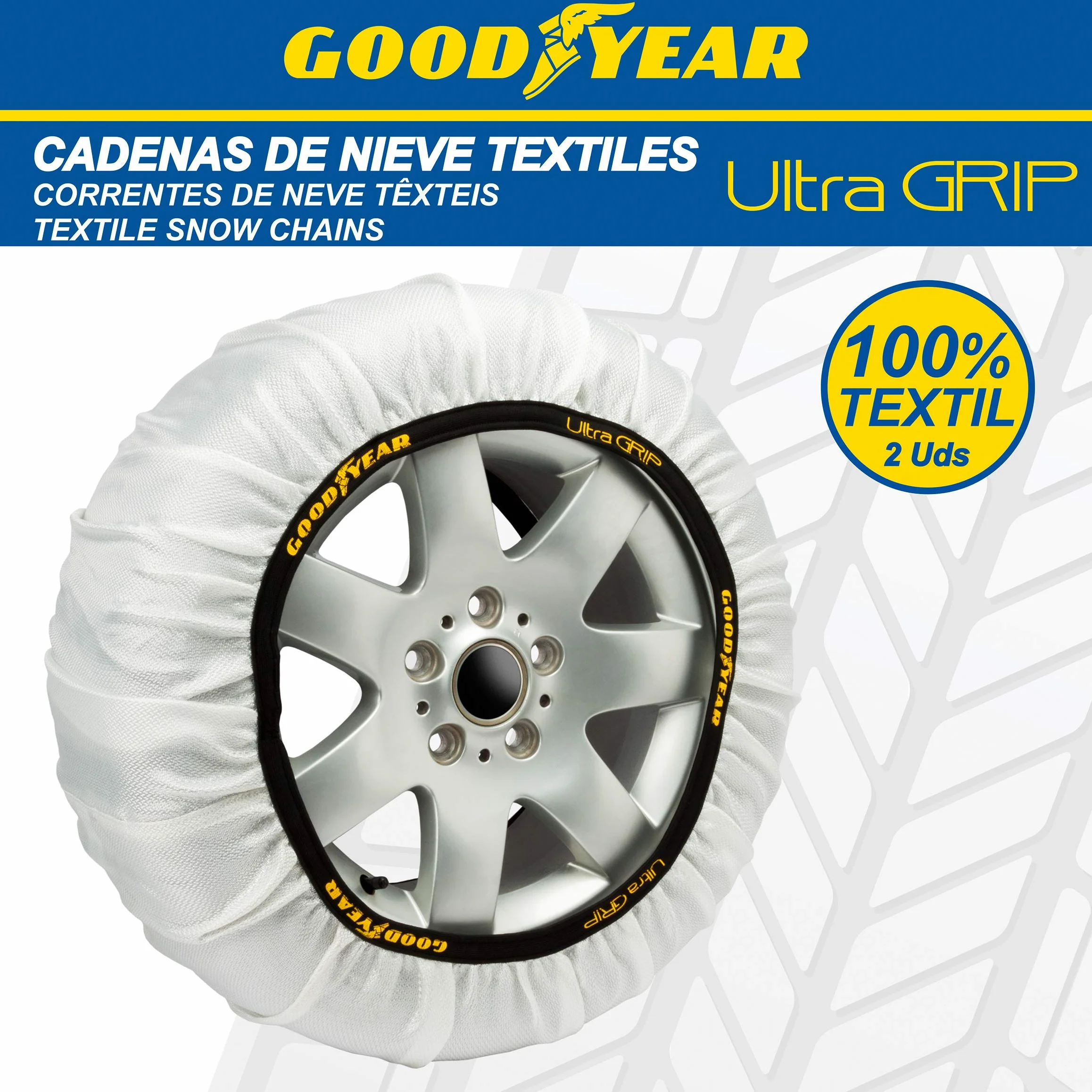 Goodyear Set di 2 Catene da Neve in Tessuto Ultra GRIP TAGLIA L per Auto R14-R20