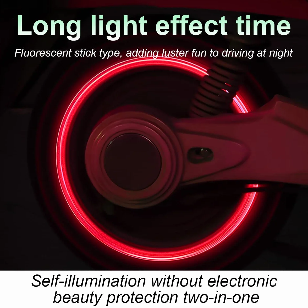 Tappi Valvola Fluorescente per Pneumatici Auto 12 Pezzi, Accessorio Universale Luminoso per Auto Camion SUV Moto Biciclette (Rosso)