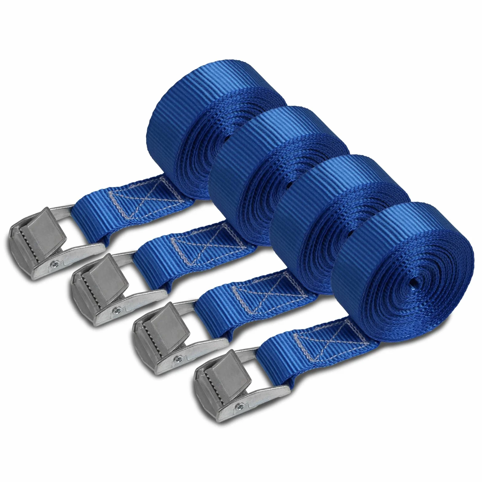 Cinghia di fissaggio Cinghie di tensione blu 1m 2,5m 4m 6m resistenza 250 kg DIN EN 12195-2 4 pezzi 2.5 cm x 4 m