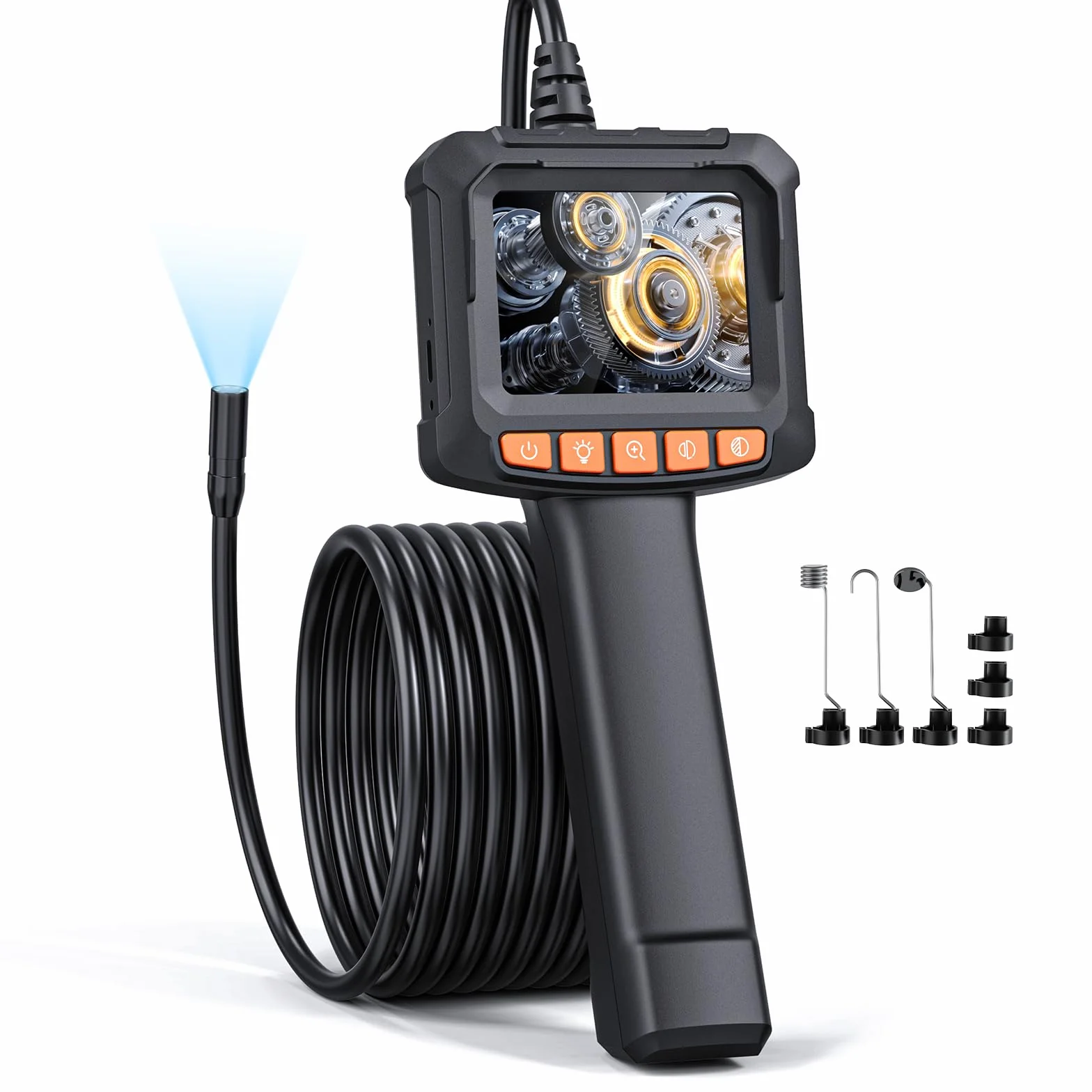 Endoscopio Industriale Qimic 2.4" IPS 1080P HD Sonda Ispezione IP67 Cavo Semirigido 5M