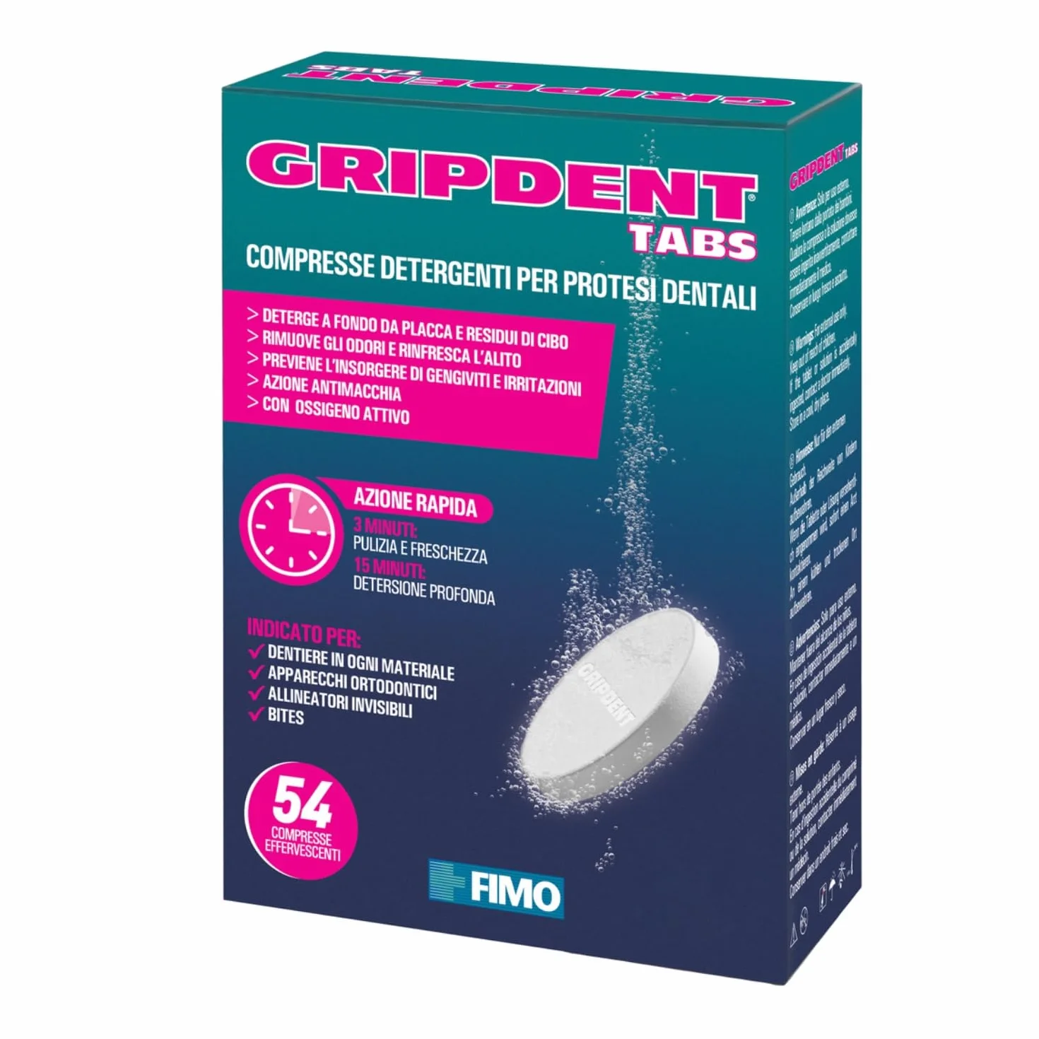 Gripdent Tabs 54 Compresse disinfettanti per dentiere, bites, paradenti