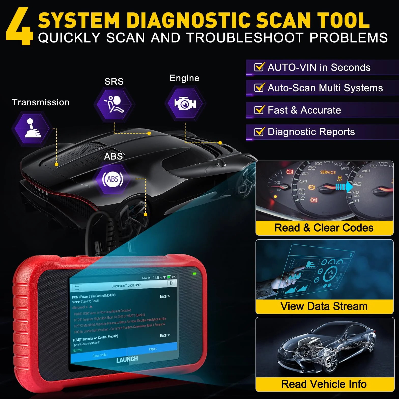 LAUNCH CRP123E V3.0 OBD2 Diagnosi Auto Professionale Italiano Sistema Motore ABS SRS Trasmissione Reset Olio EPB FAP SAS CANFD DOIP