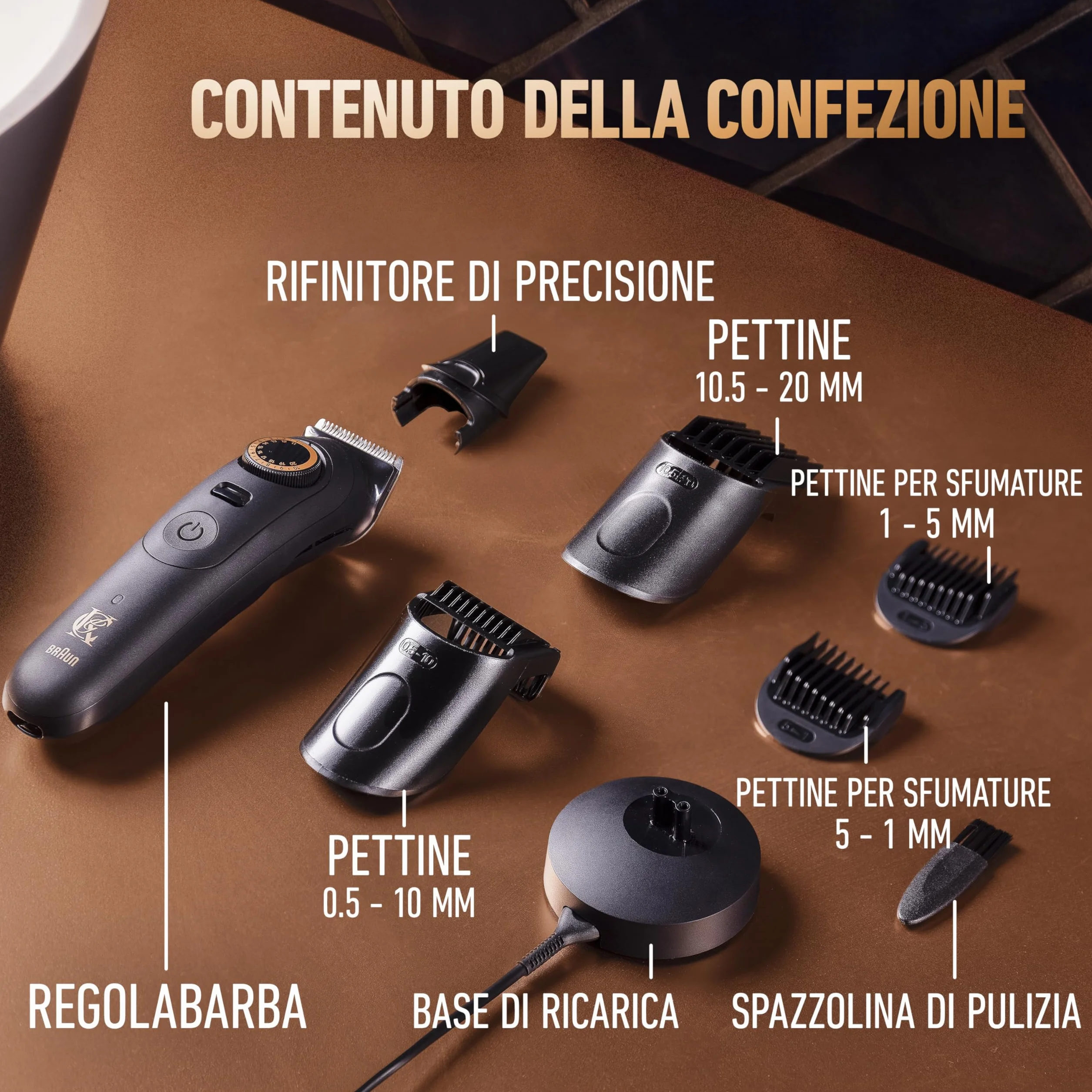 King C. Gillette Rasoio Elettrico Barba Pro MAX, Regolabarba Uomo Senza Fili, 40 Impostazioni, 4 Pettini, Base Ricarica