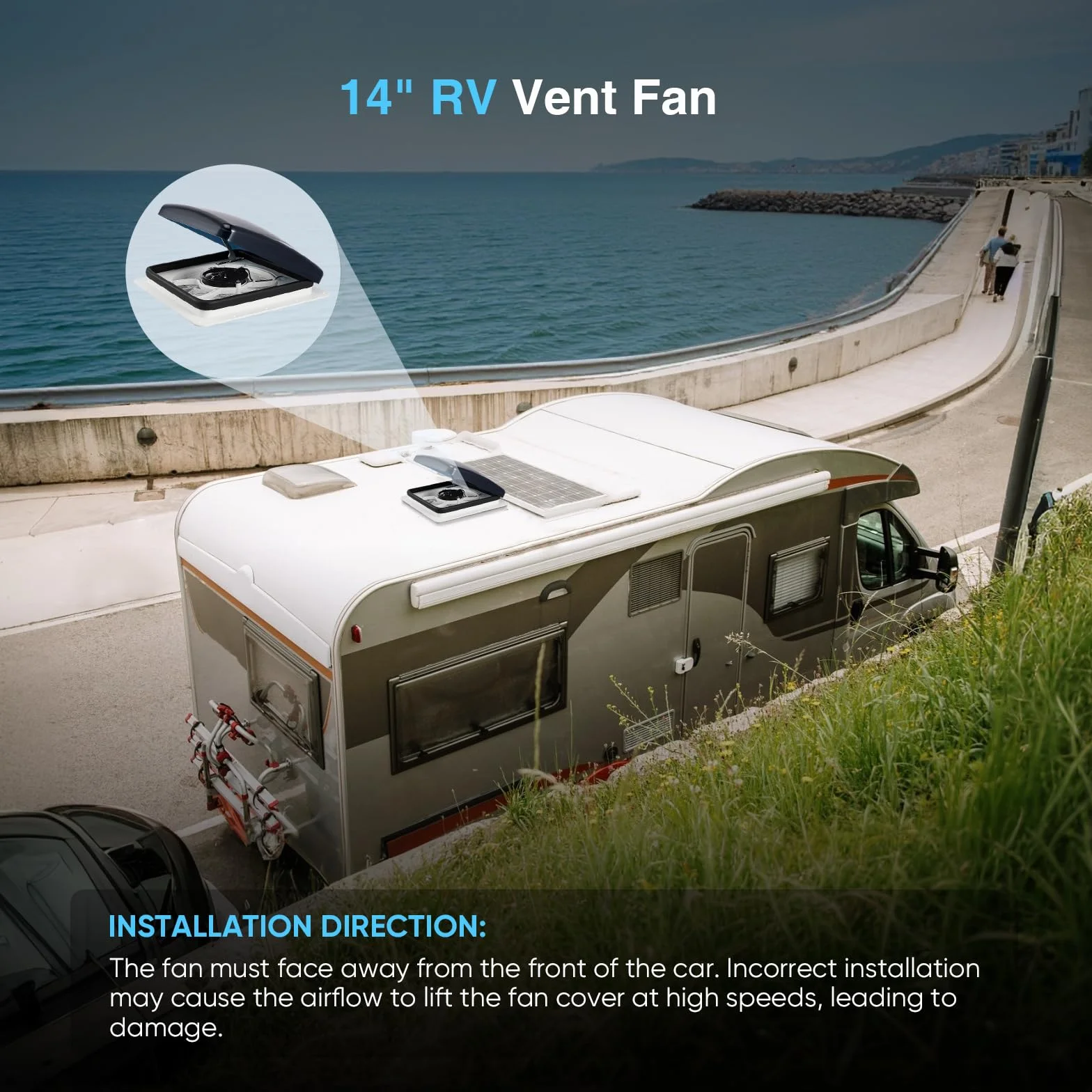 Ventilatore Da Tetto Per Camper con luce LED e finestra, Ventola di scarico reversibile