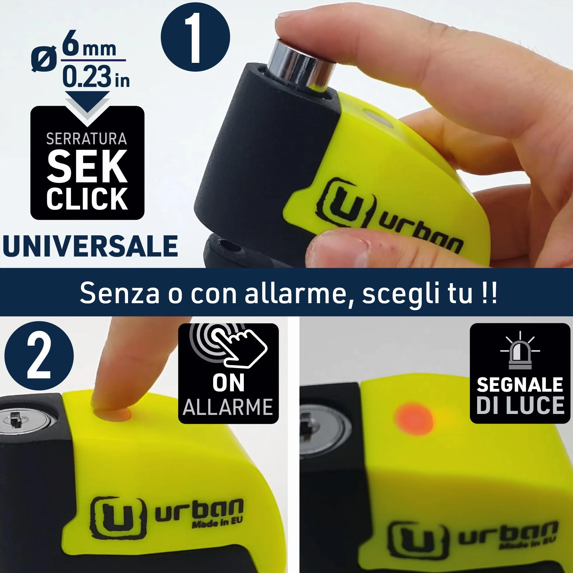 URBAN UR6 Antifurto Moto Blocca Disco con Allarme 120dB LED Impermeabile Sensibilità A+