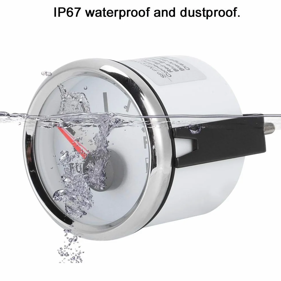 Indicatore di livello serbatoio olio 52mm 2in 0-190ohm per auto barche marine quadrante bianco