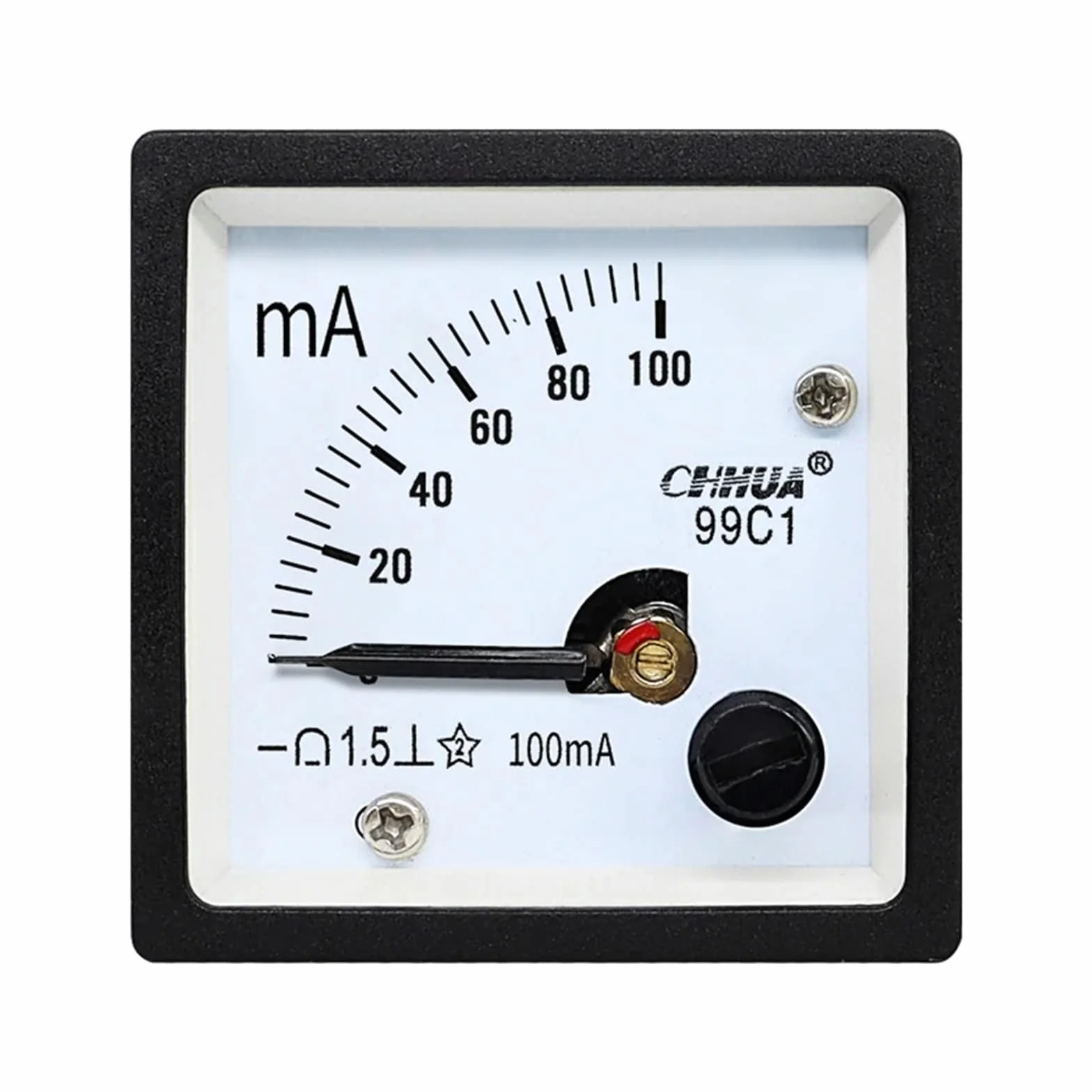 Amperometro analogico 99C1 Milliamperometro DC Misuratore da pannello Puntatore meccanico Amperometro1ma2ma3ma5ma10ma20ma30ma50ma100ma(20MA_48*48MM)
