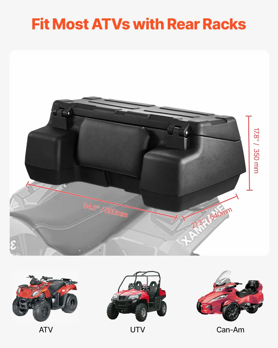 VEVOR Contenitore Sdraio da Auto ATV UTV Posteriore 95L LLDPE Impermeabile con Serratura Nero
