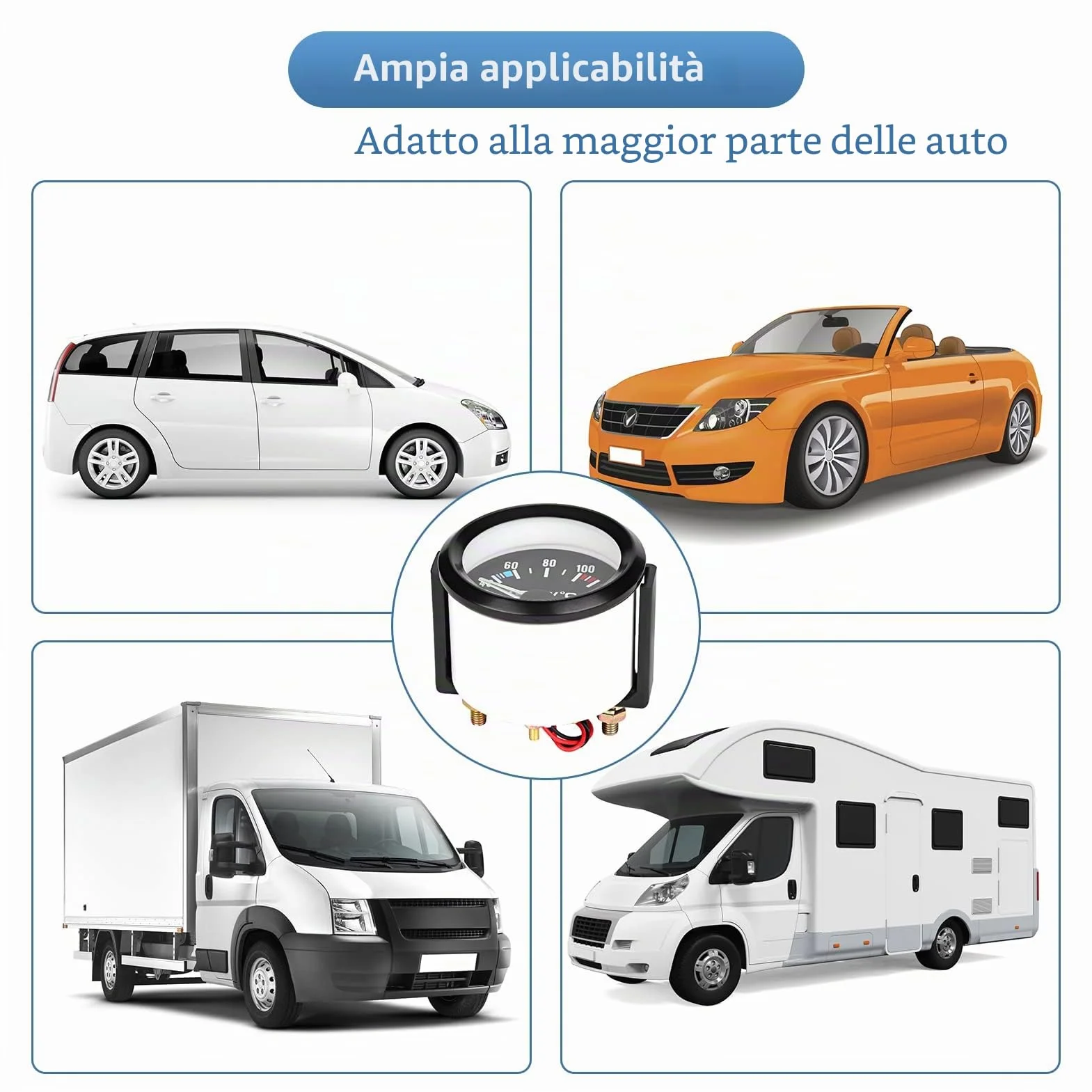 Manometro Temperatura Acqua Digitale con Sensore per Auto