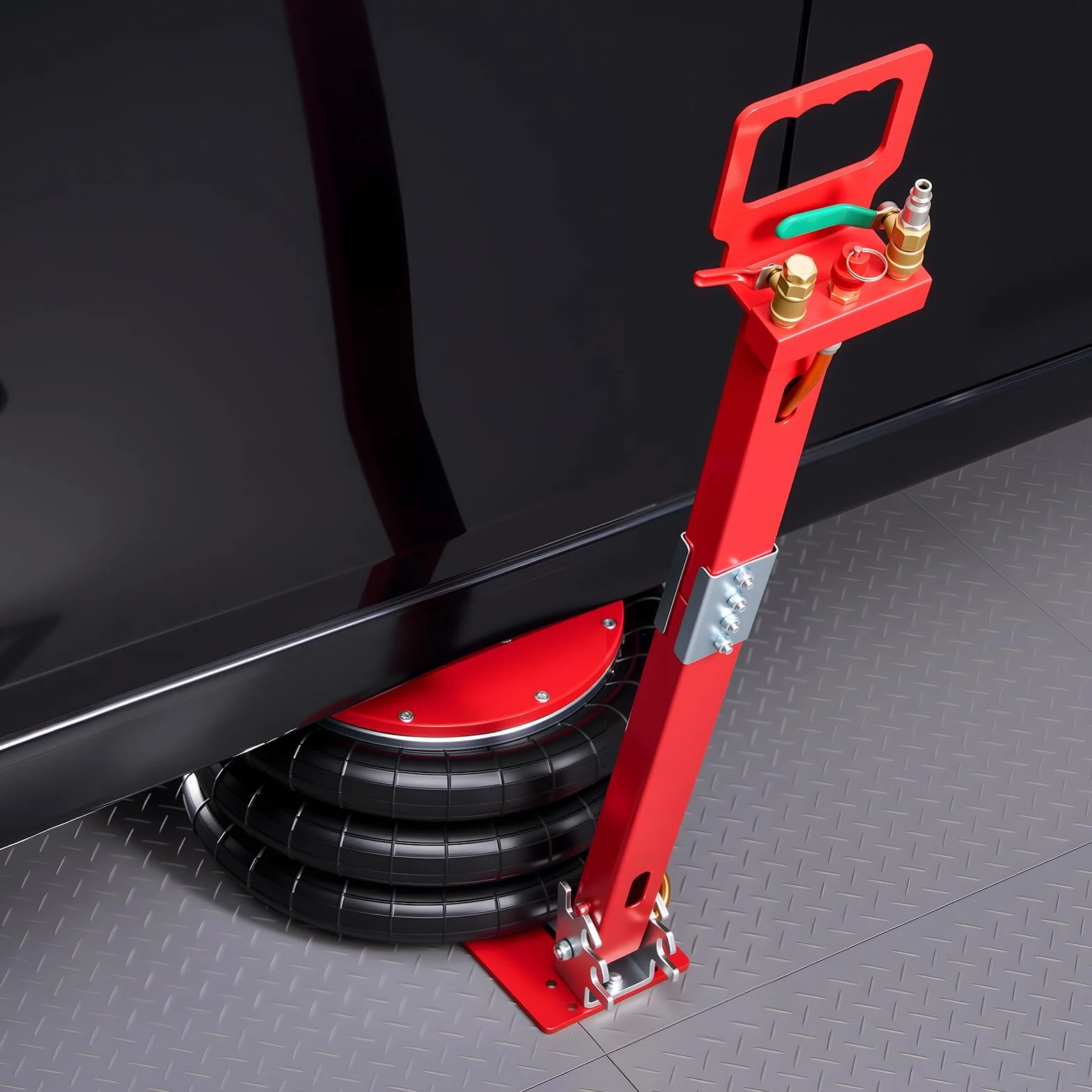 VEVOR Cric Pneumatico per Auto da 5 Tonnellate con 6 Tubi in Acciaio e Manico Lungo Regolabile, Altezza di Sollevamento da 140 a 464 mm, Sollevamento Rapido, Cric Pneumatico per Auto, SUV