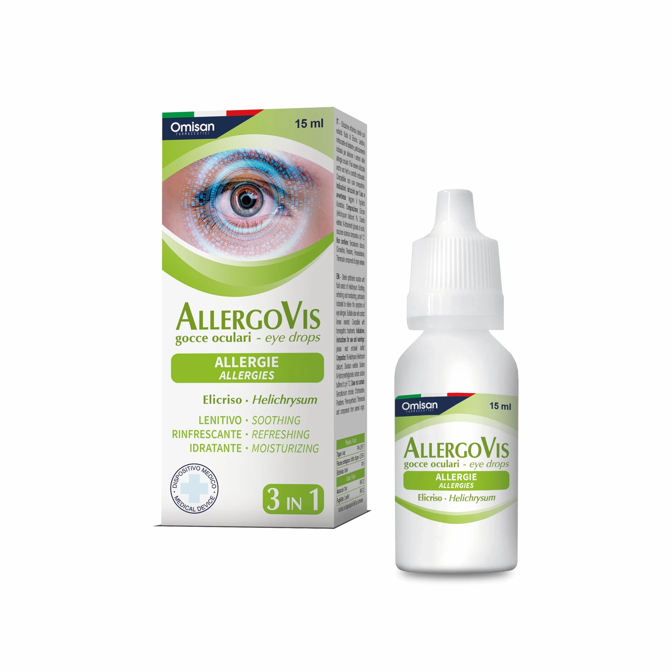Allergovis 3in1 Collirio Sterile Lenisce Rinfresca Idrata Occhi Irritati 15 ml